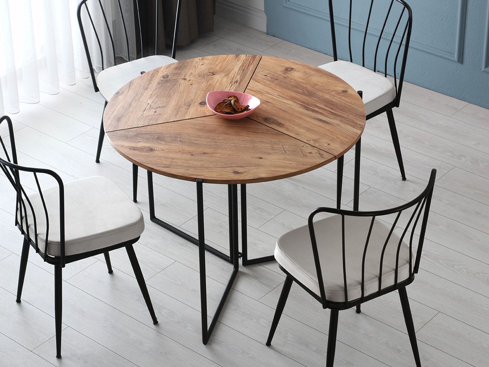 Table repas ronde pliable YARI Ø 100 cm pin atlantique
