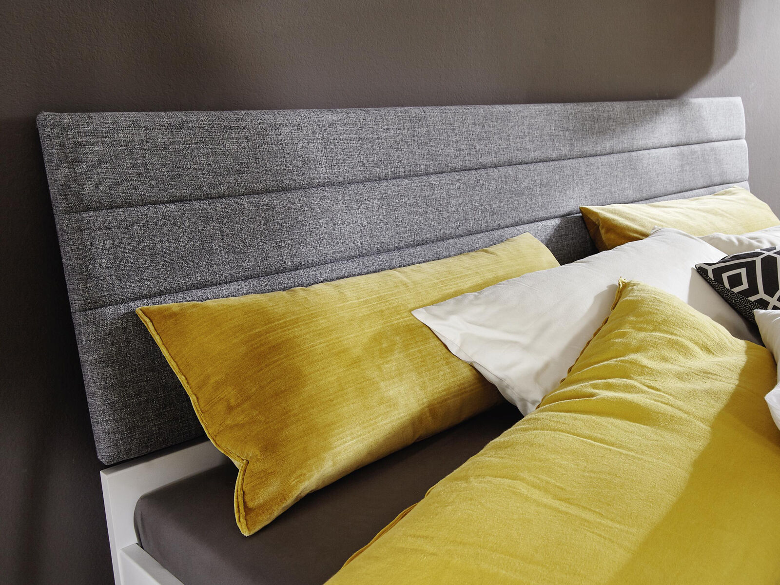 Tête de lit SCARLETT 180x200 cm gris met tissu