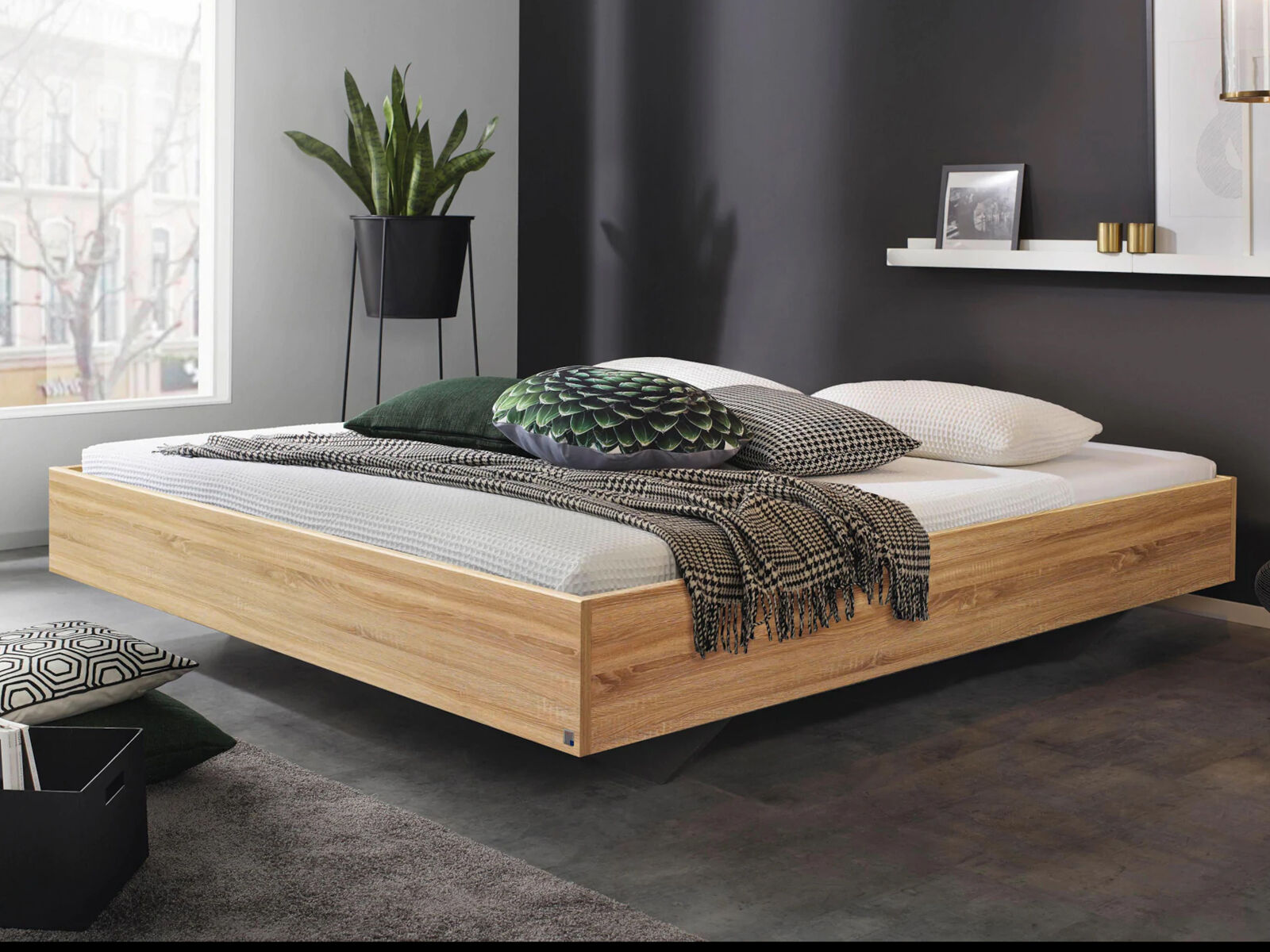 Lit IXANA 180x200 cm chêne sonoma avec matelas