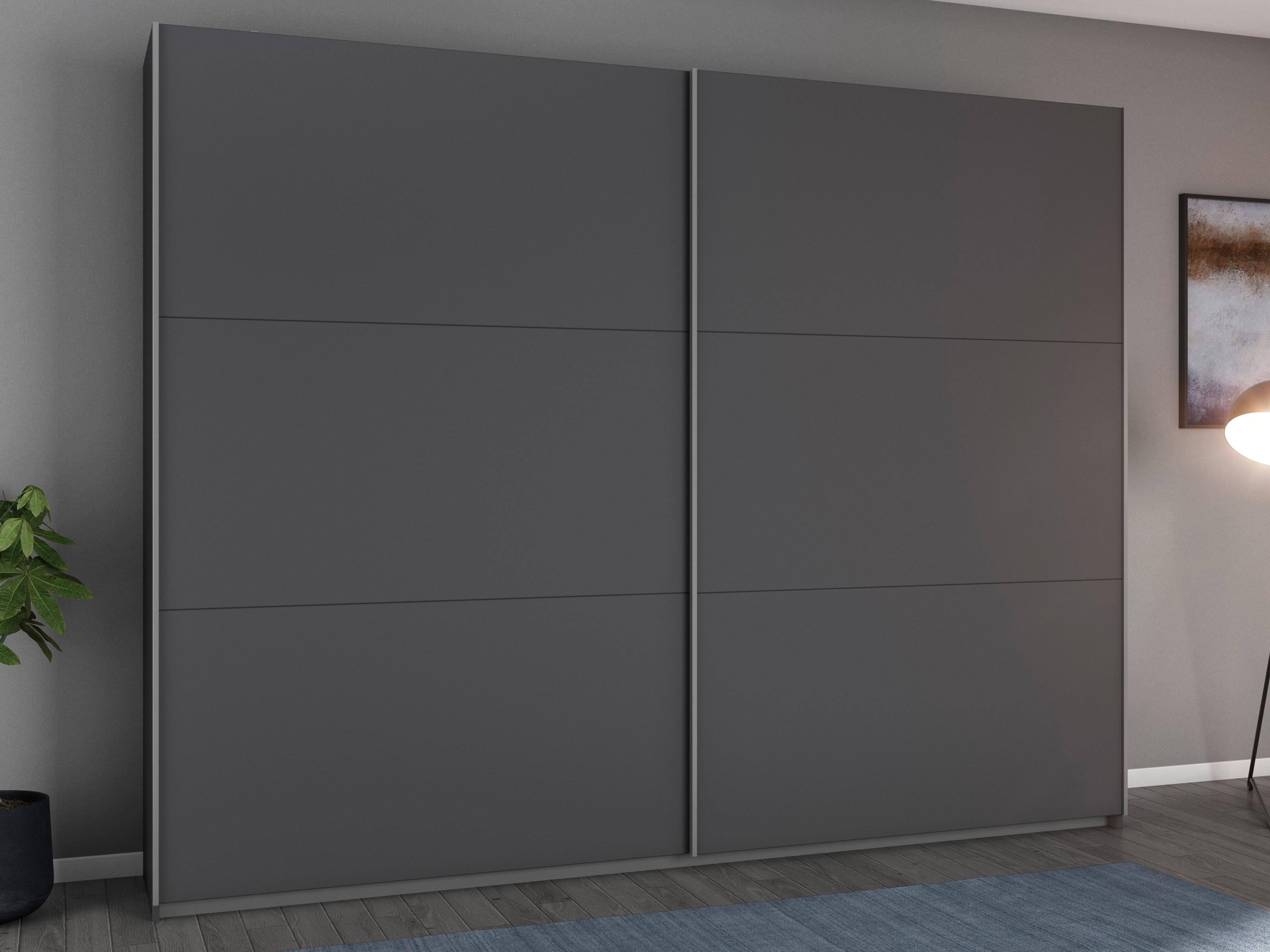 Armoire AYOSO 2 portes coulissantes 261 cm gris métal