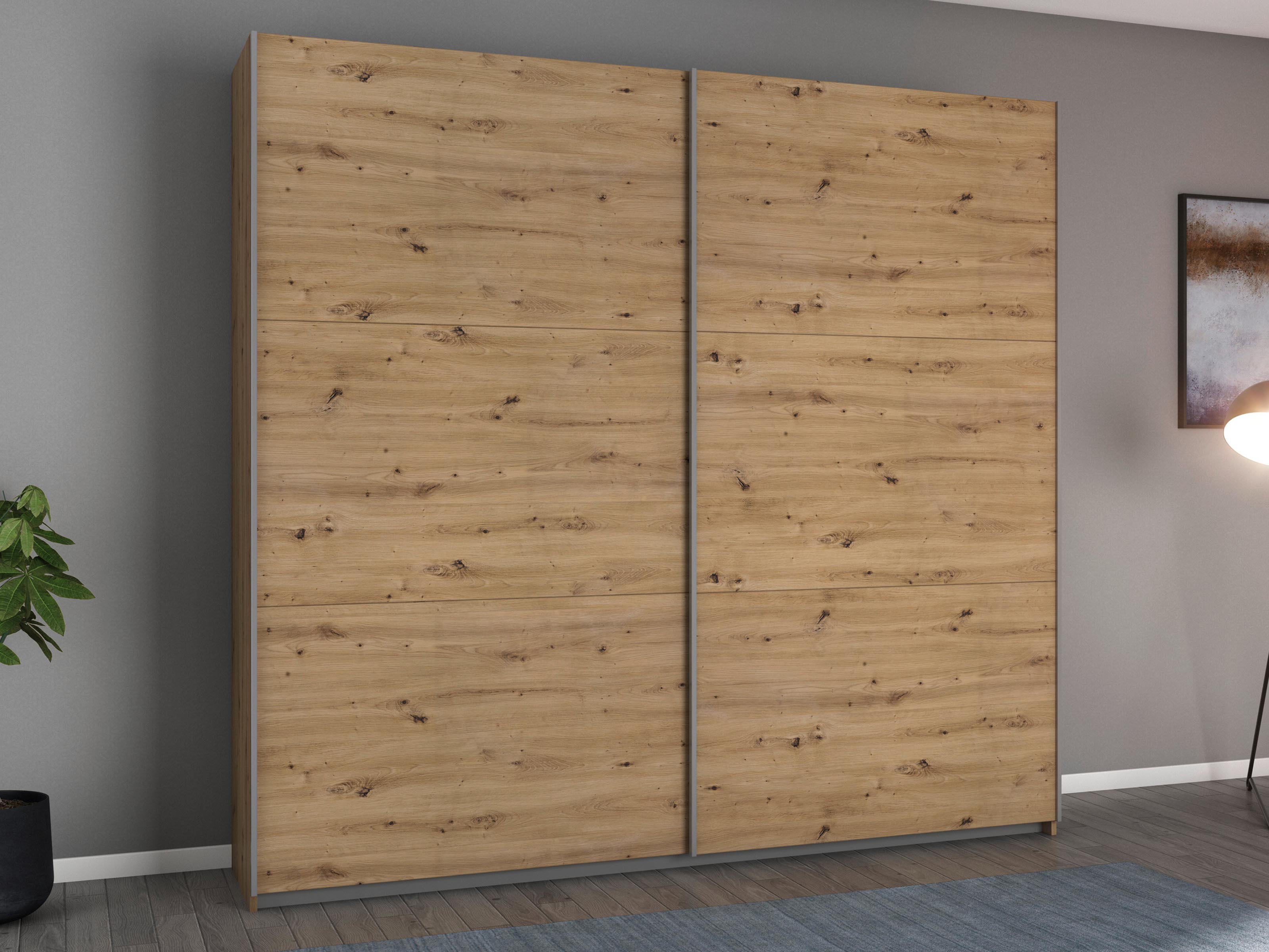 Armoire AYOSO 2 portes coulissantes 218 cm chêne artisan