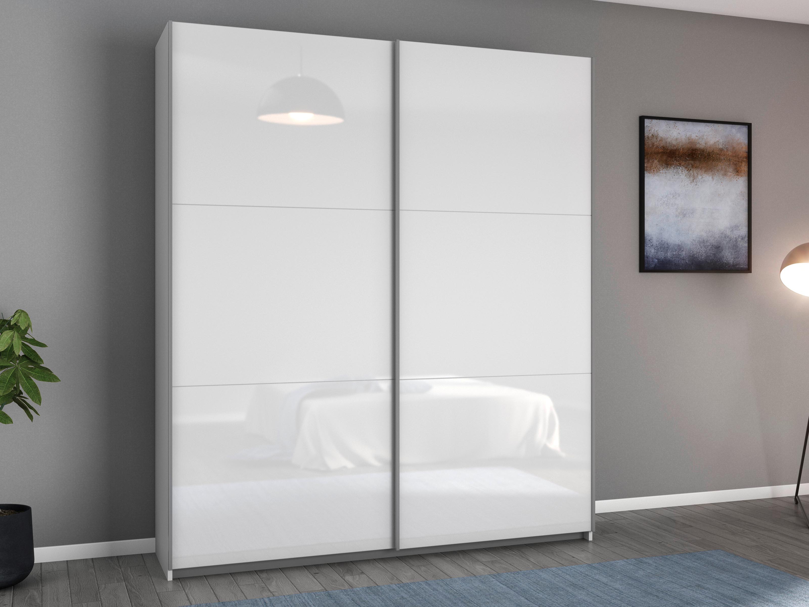 Armoire AYOSO 2 portes coulissantes 175 cm blanc brillant