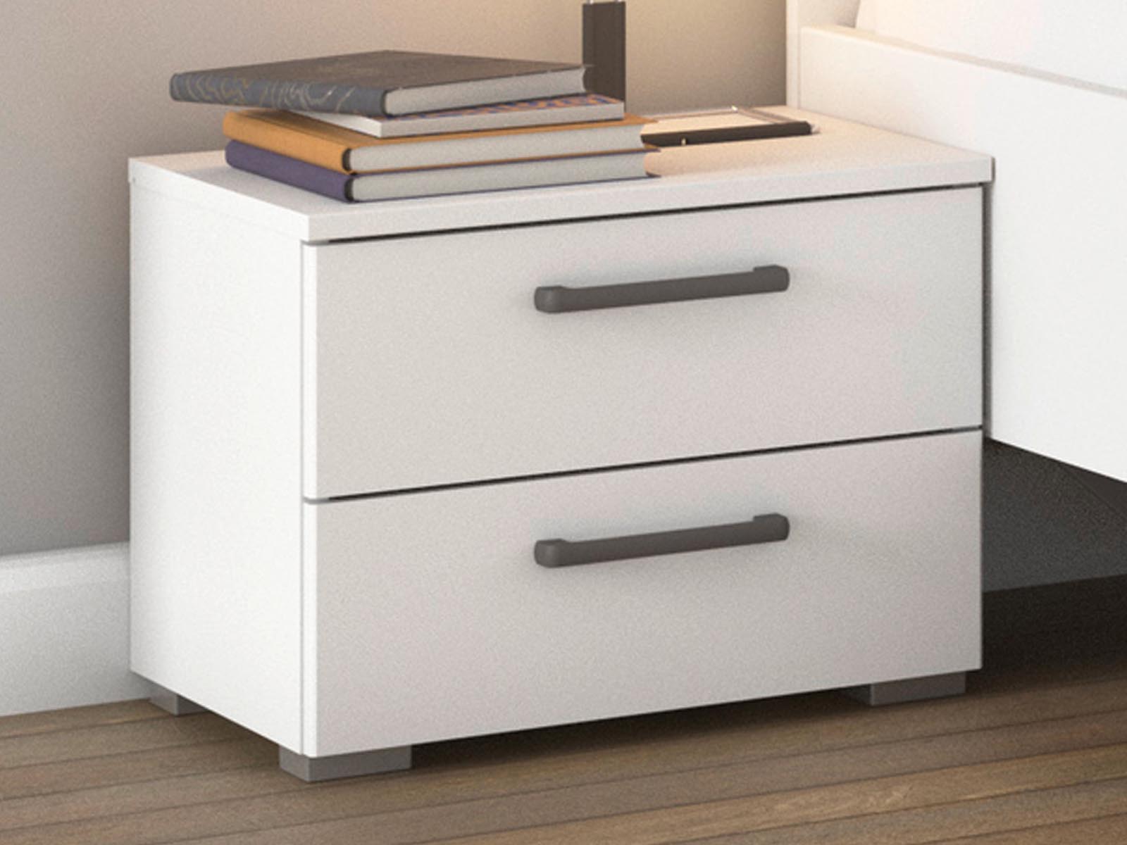 Chevet FLORILLA 2 tiroirs blanc