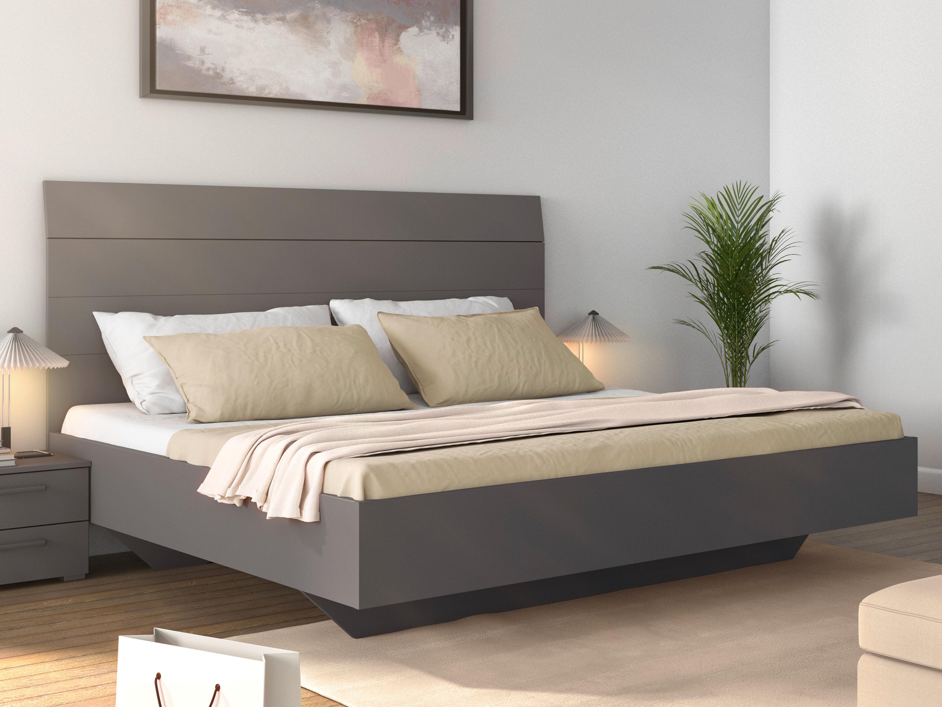 Lit FLORILLA 180x200 cm gris métal