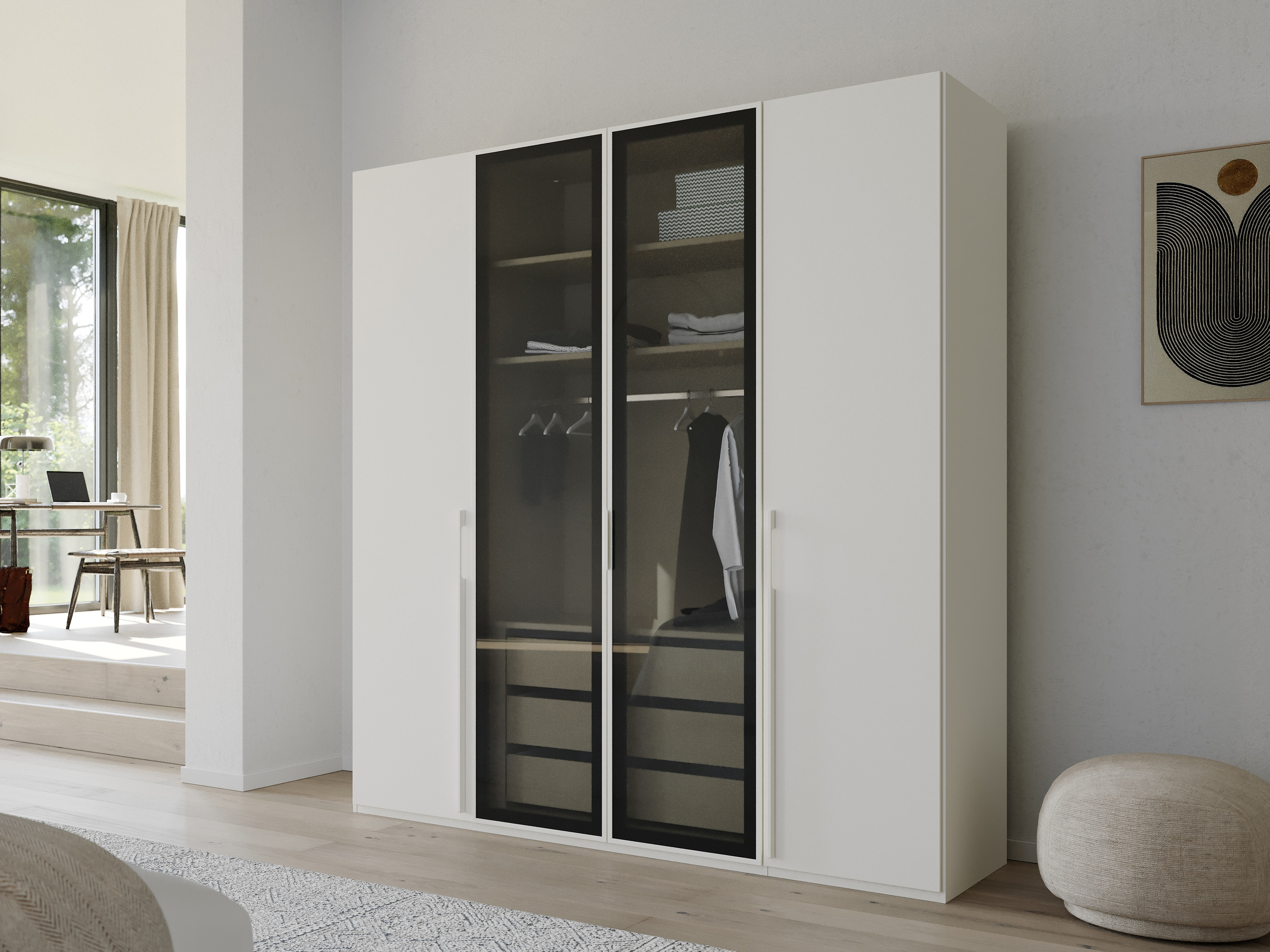 Armoire SHINY 4 portes blanc neige