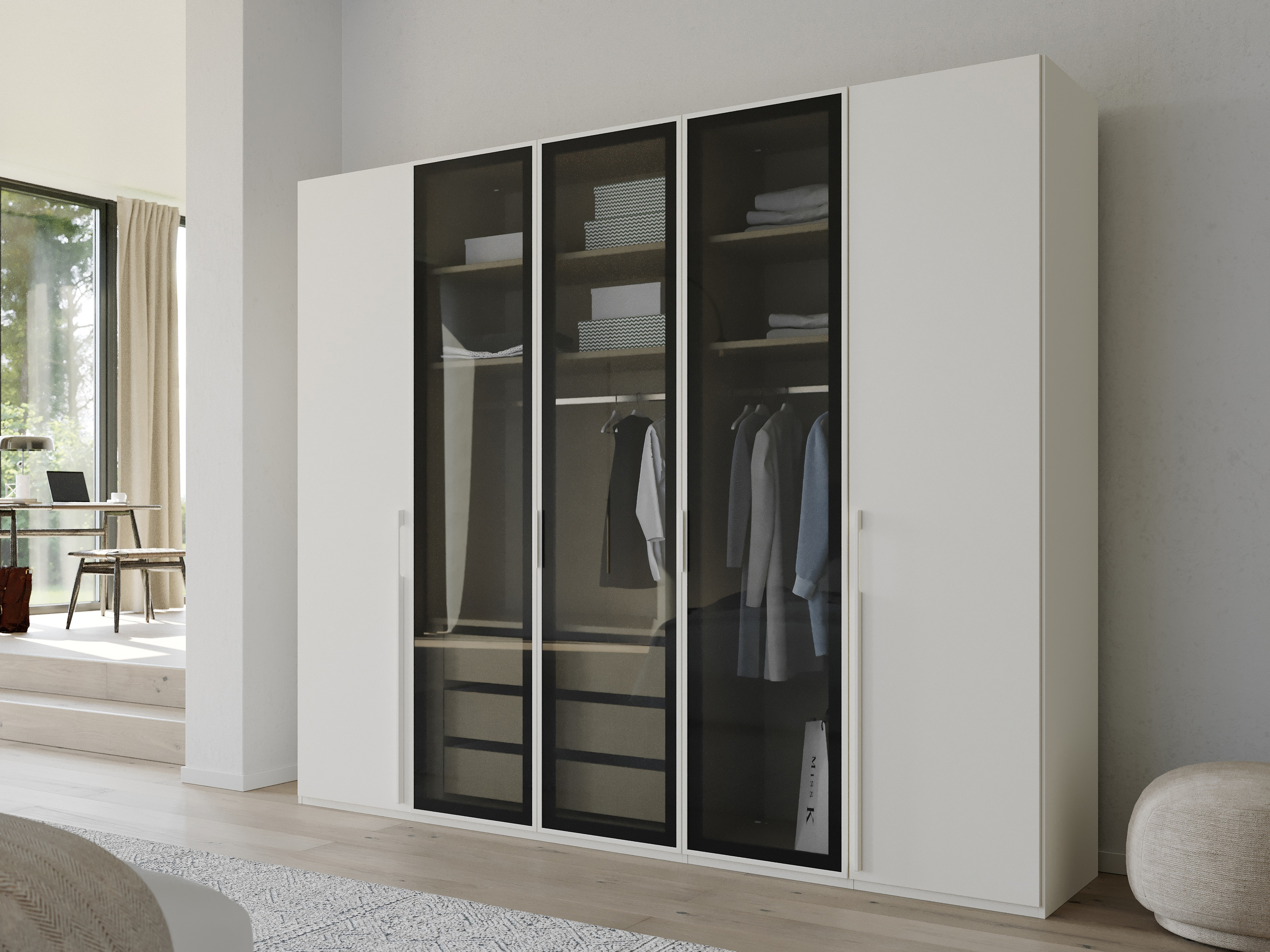 Armoire SHINY 5 portes blanc neige