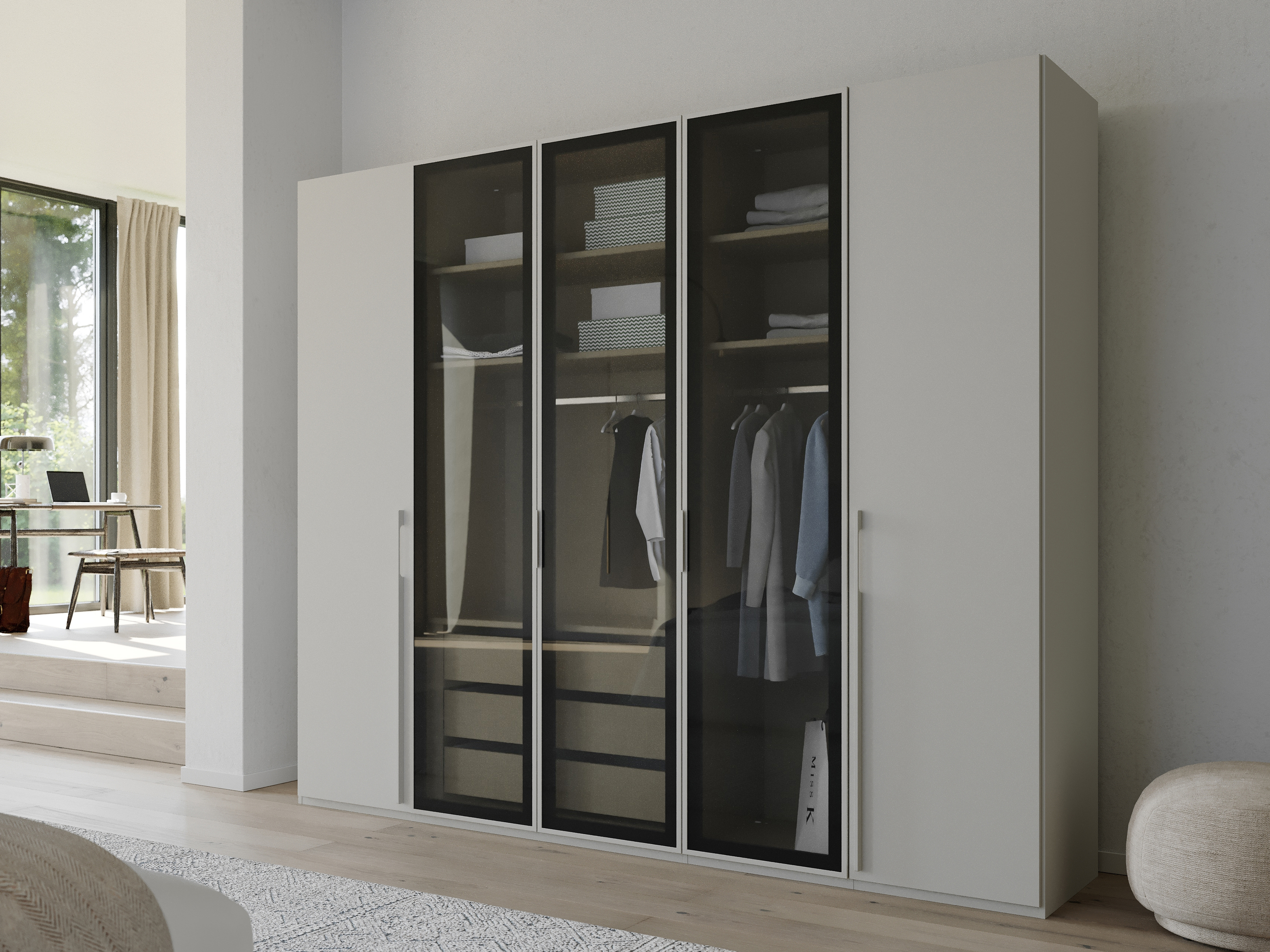 Armoire SHINY 5 portes gris soie