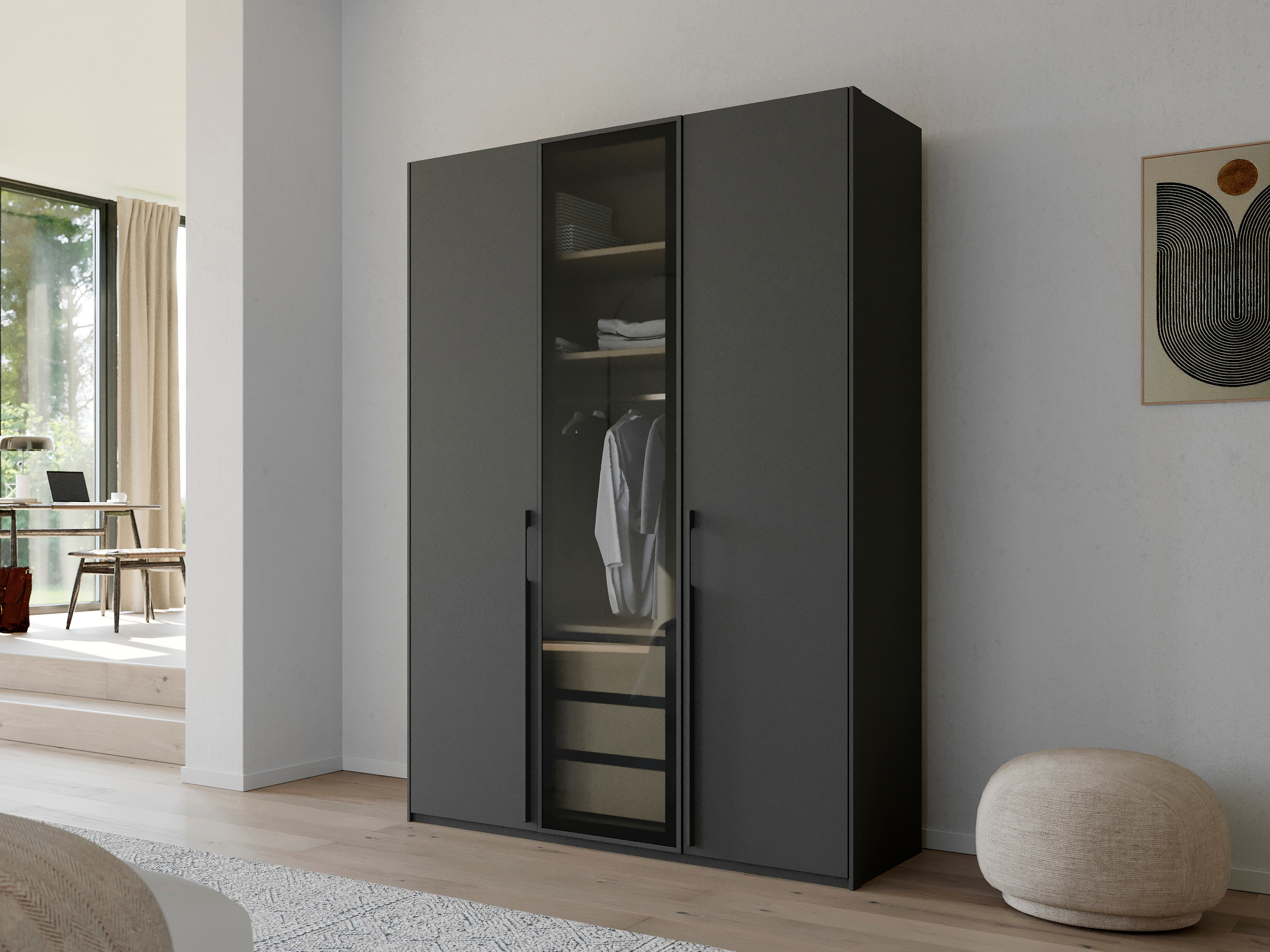 Armoire SHINY 3 portes graphite