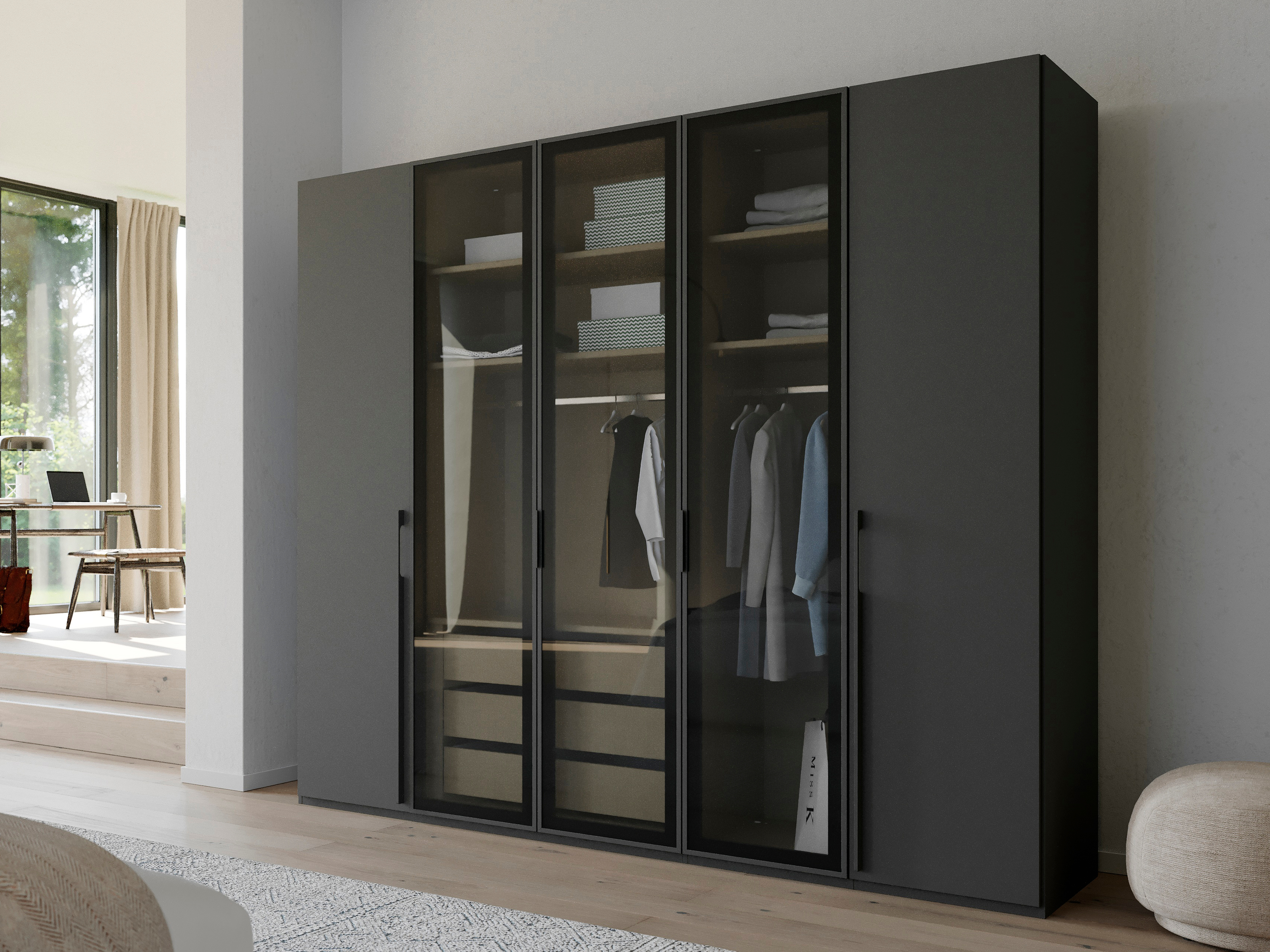 Armoire SHINY 5 portes graphite