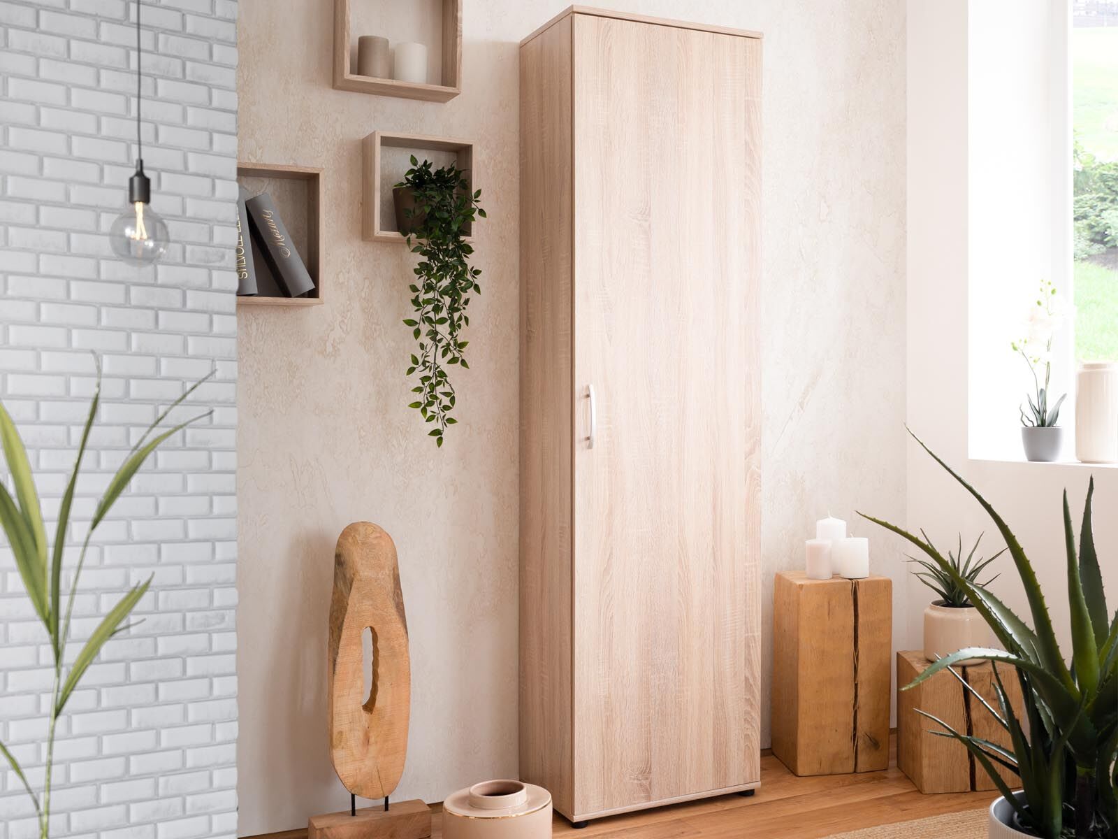 Armoire de rangement ANDORRE 1 porte chêne sonoma