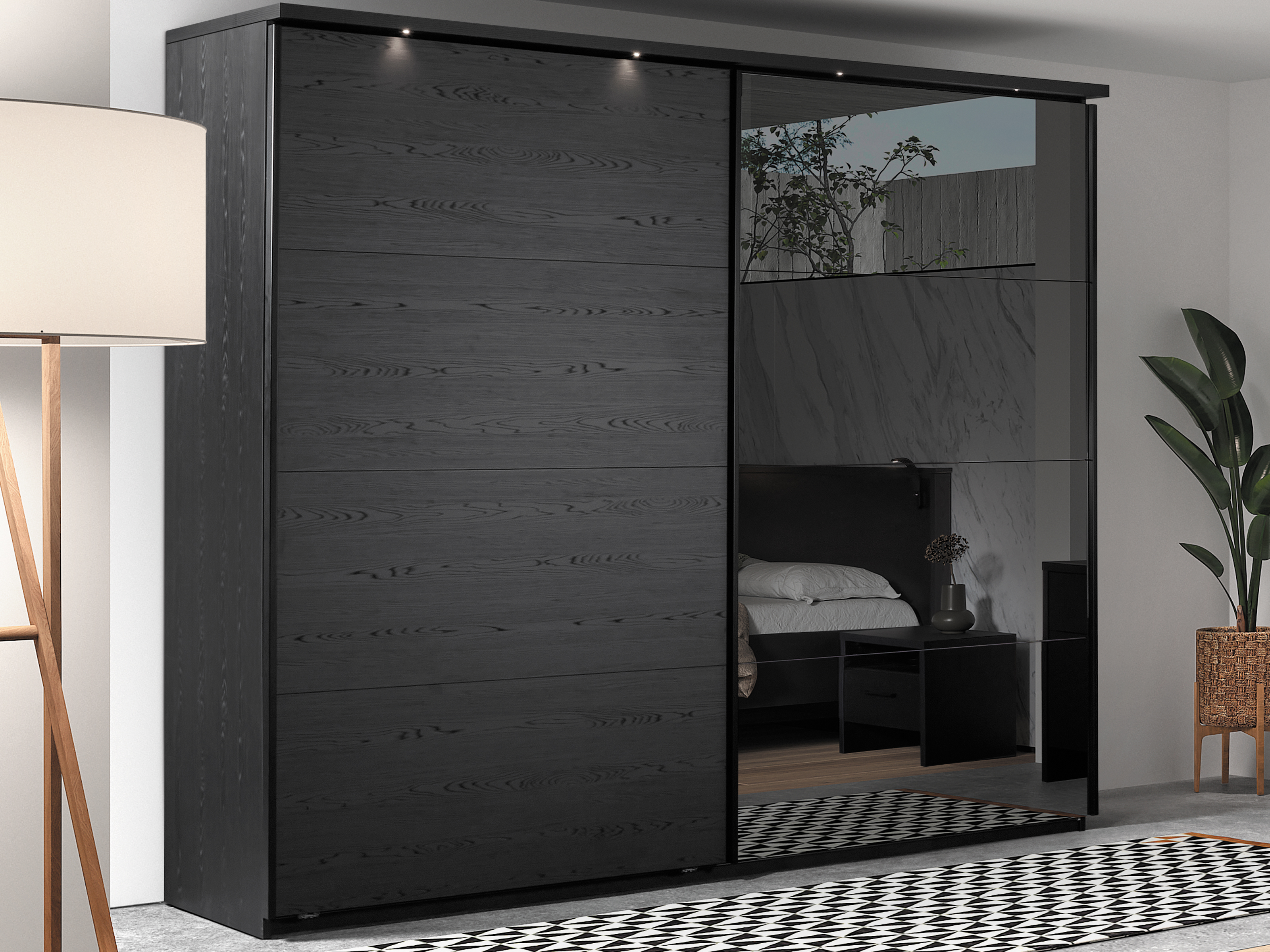 Armoire ROSITA 2 portes coulissantes 245 cm avec miroir