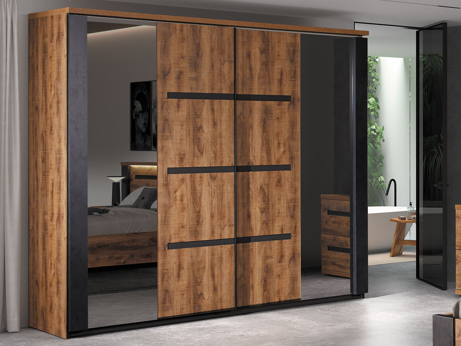 Armoire PAULETTE 2 portes coulissantes 217 cm bois tropix