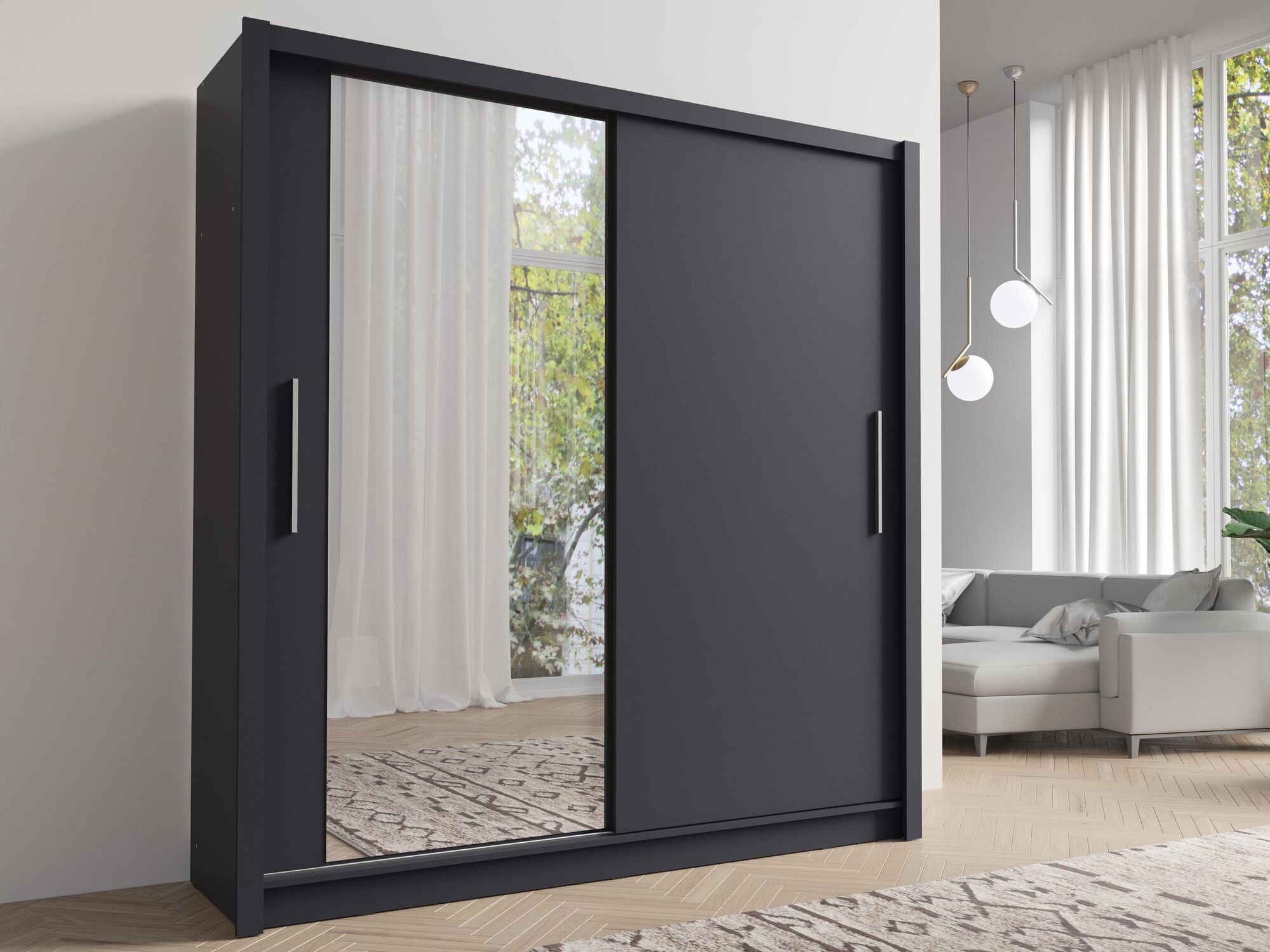 Armoire BAKURIA 2 portes coulissantes graphite