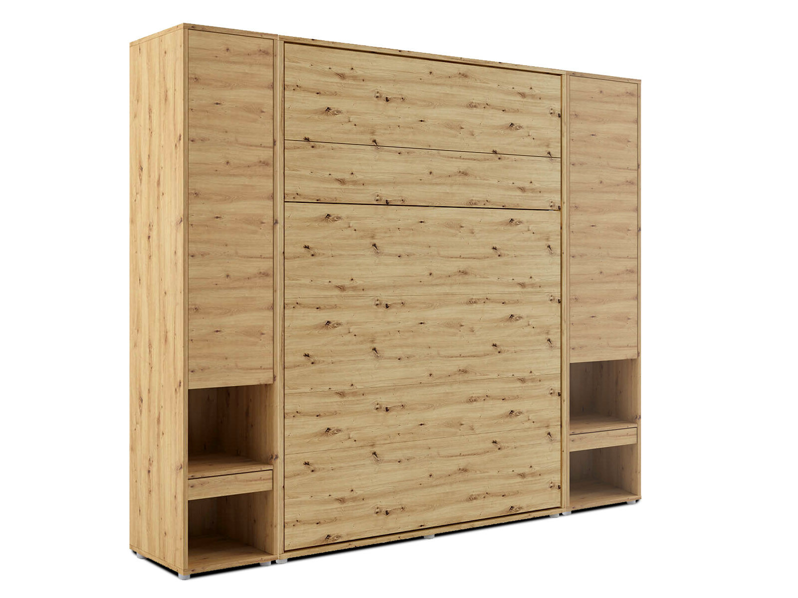 Lit mural escamotable CONCEPTION PRO 140x200 cm chêne artisan (vertical) avec armoires