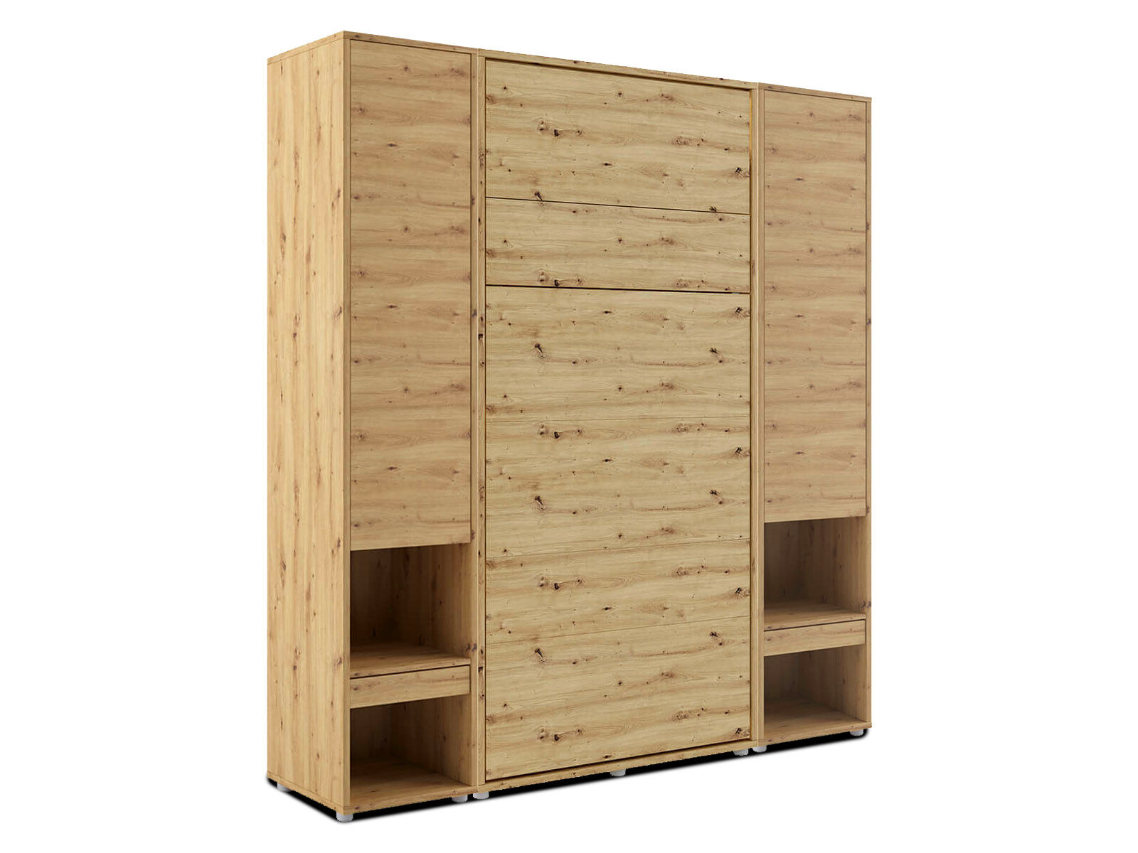 Lit mural escamotable CONCEPTION PRO 90x200 cm chêne artisan (vertical) avec armoires