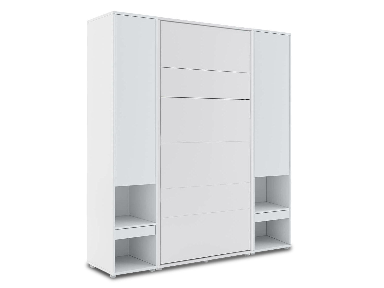 Lit mural escamotable CONCEPTION PRO 90x200 cm blanc mat (vertical) avec armoires