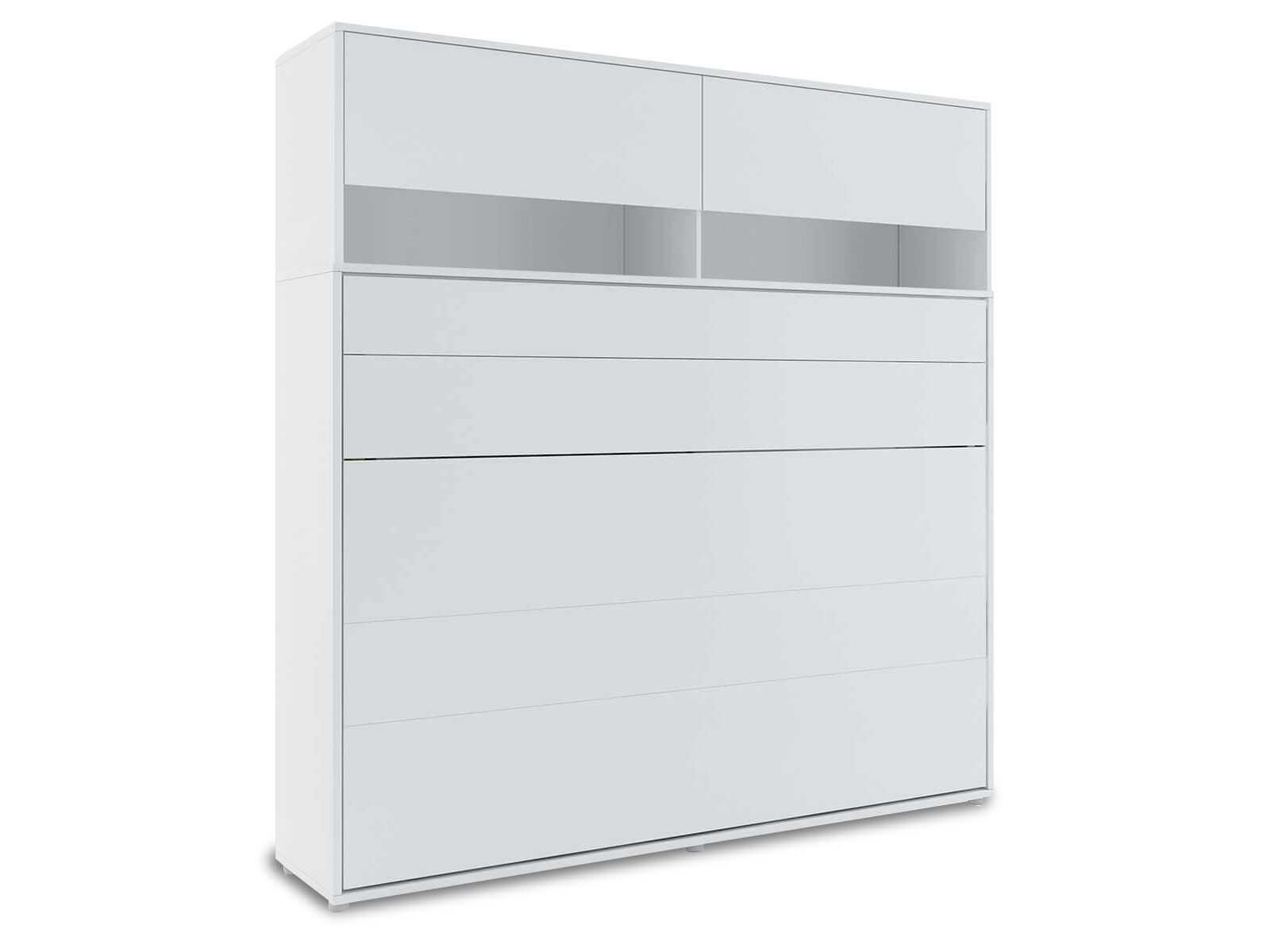 Lit mural escamotable CONCEPTION PRO 140x200 cm blanc mat (horizontal) avec surmeuble