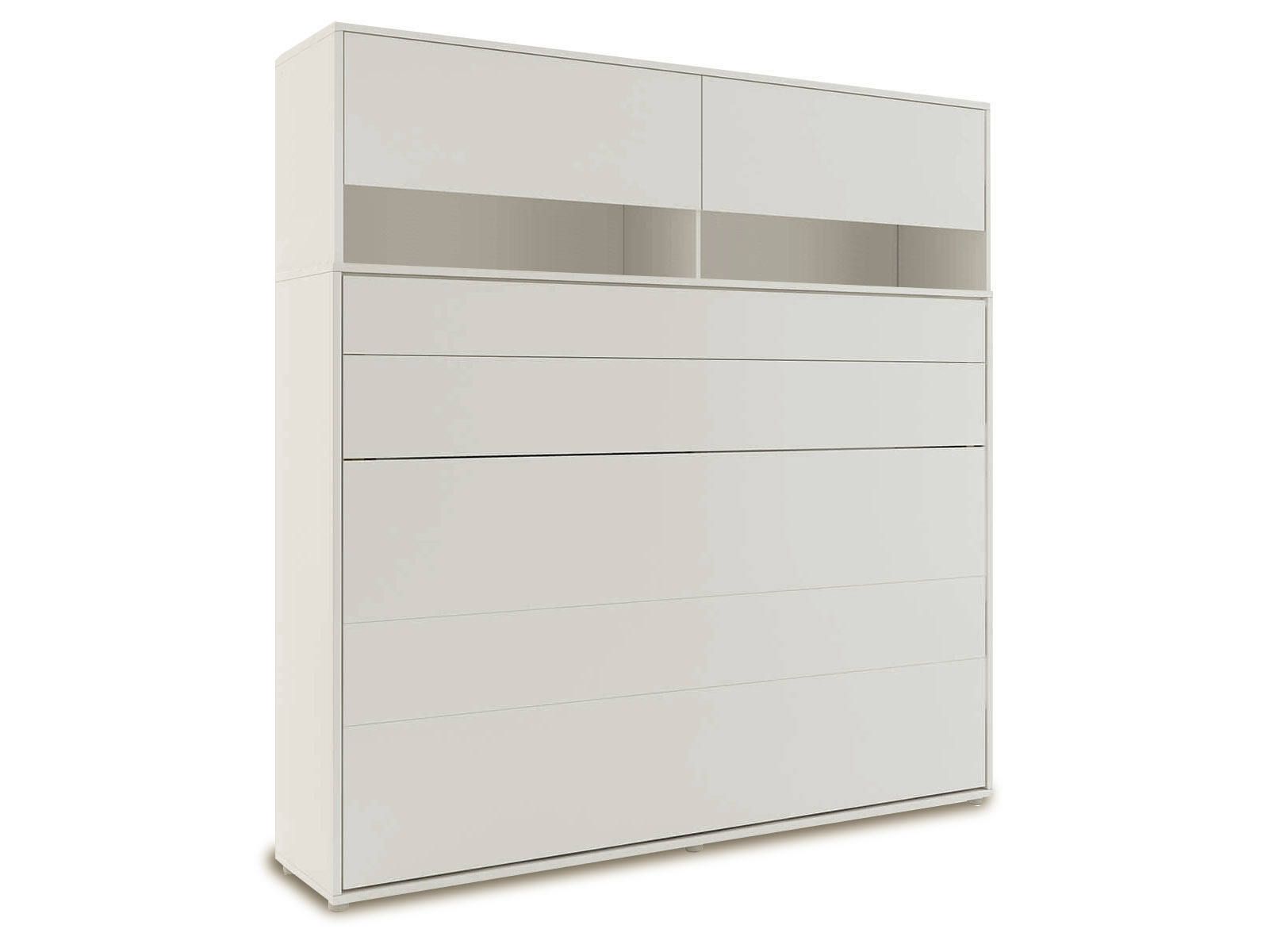 Lit mural escamotable CONCEPTION PRO 140x200 cm cachemire (horizontal) avec surmeuble