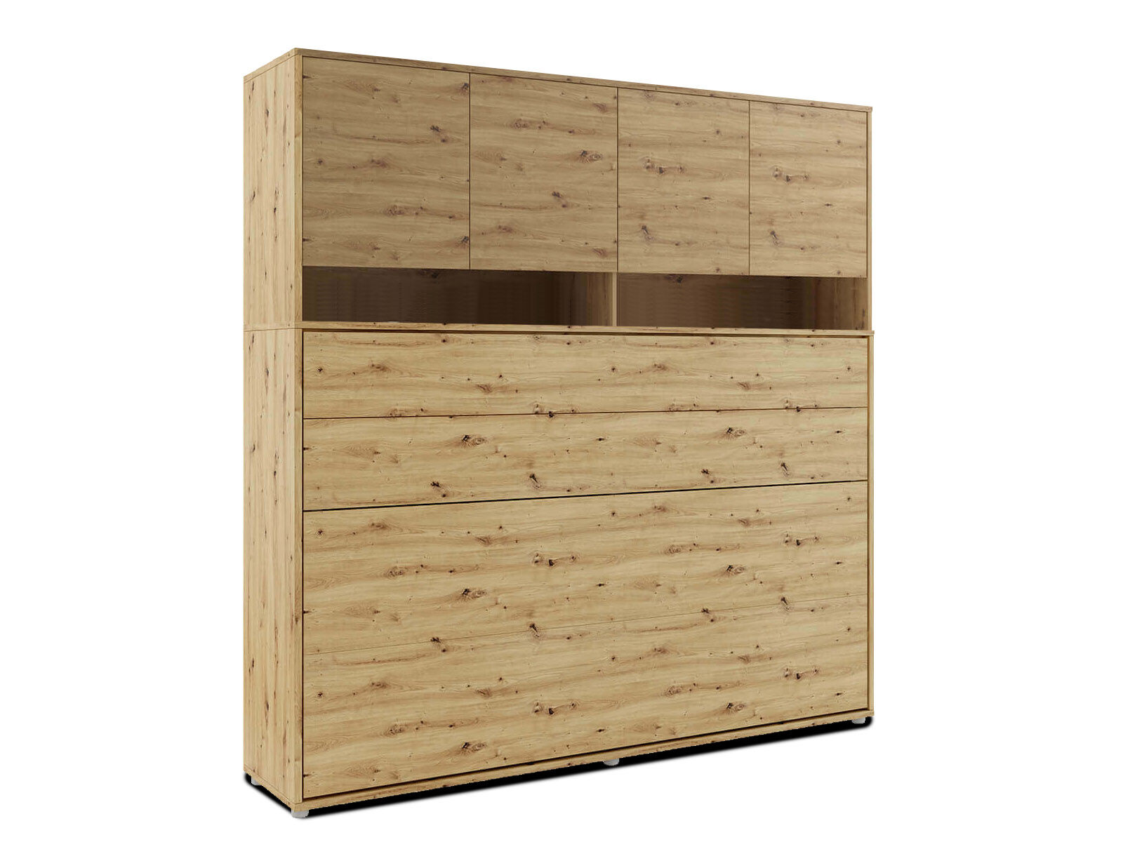 Lit mural escamotable CONCEPTION PRO 120x200 cm chêne artisan (horizontal) avec surmeuble et matelas