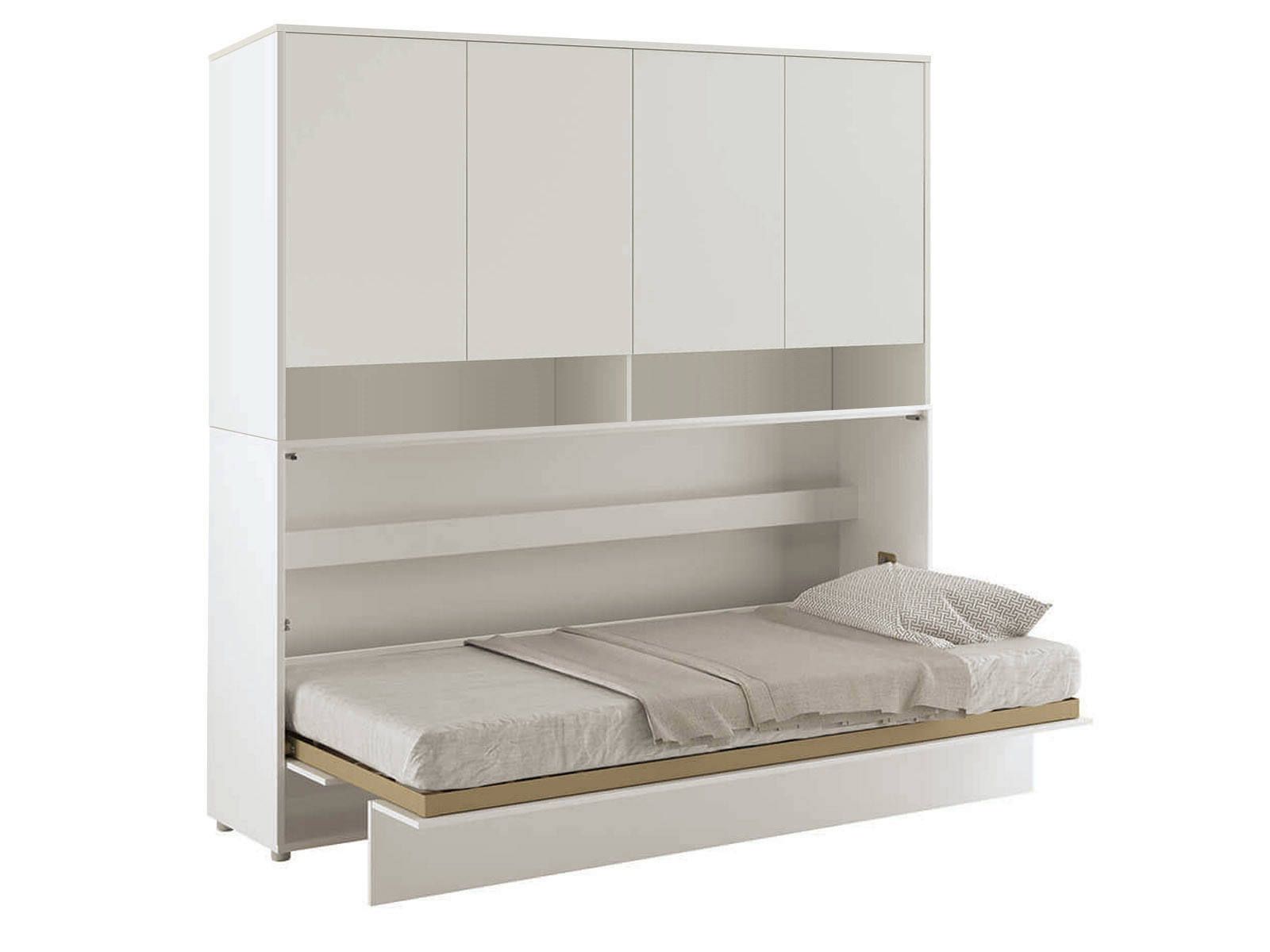 Lit mural escamotable CONCEPTION PRO 90x200 cm cachemire (horizontal) avec surmeuble et matelas