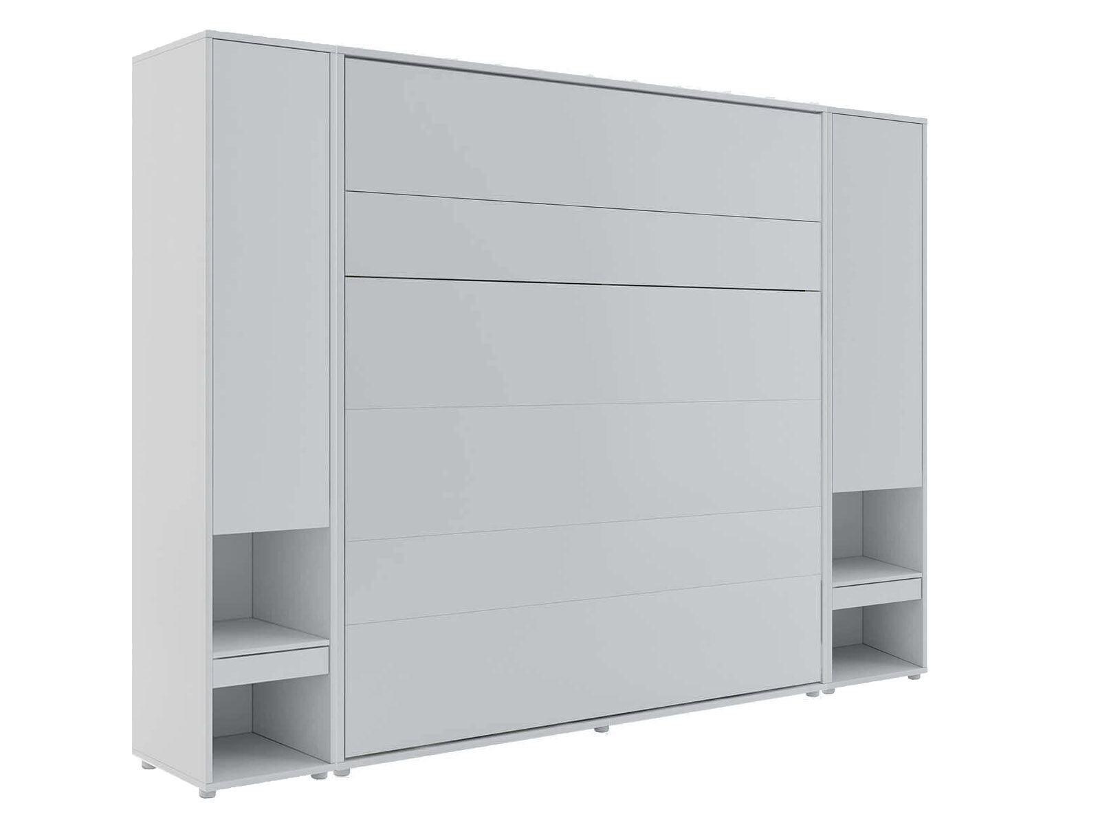 Lit mural escamotable CONCEPTION PRO 180x200 cm gris mat (vertical) avec armoires