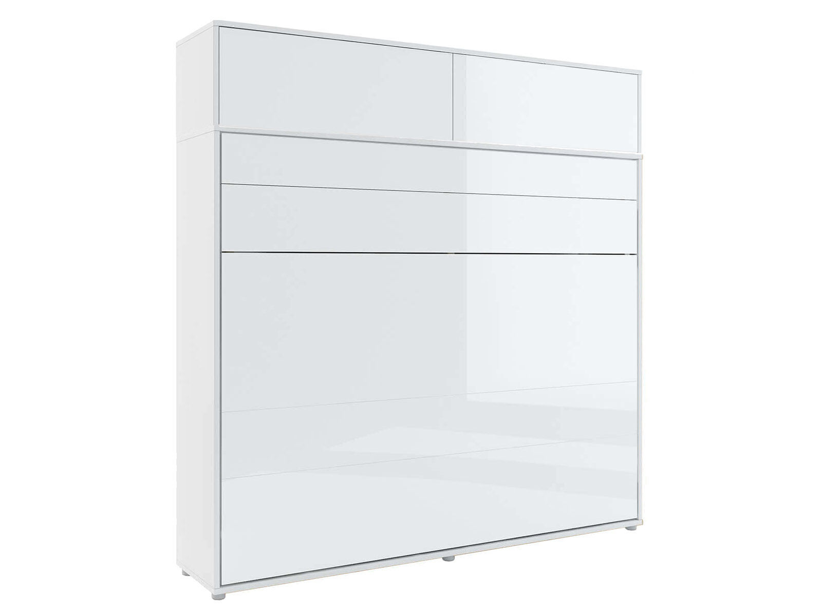 Lit mural escamotable CONCEPTION PRO 160x200 cm blanc/blanc brillant (horizontal) avec surmeuble