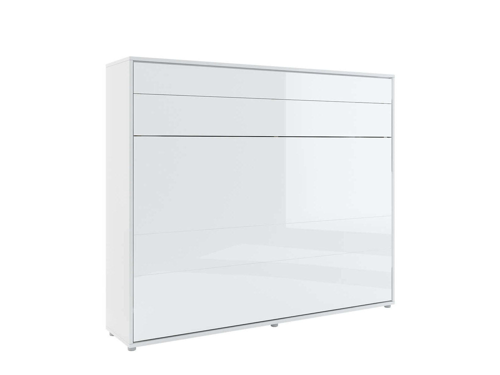 Lit mural escamotable CONCEPTION PRO 160x200 cm blanc/blanc brillant (horizontal)