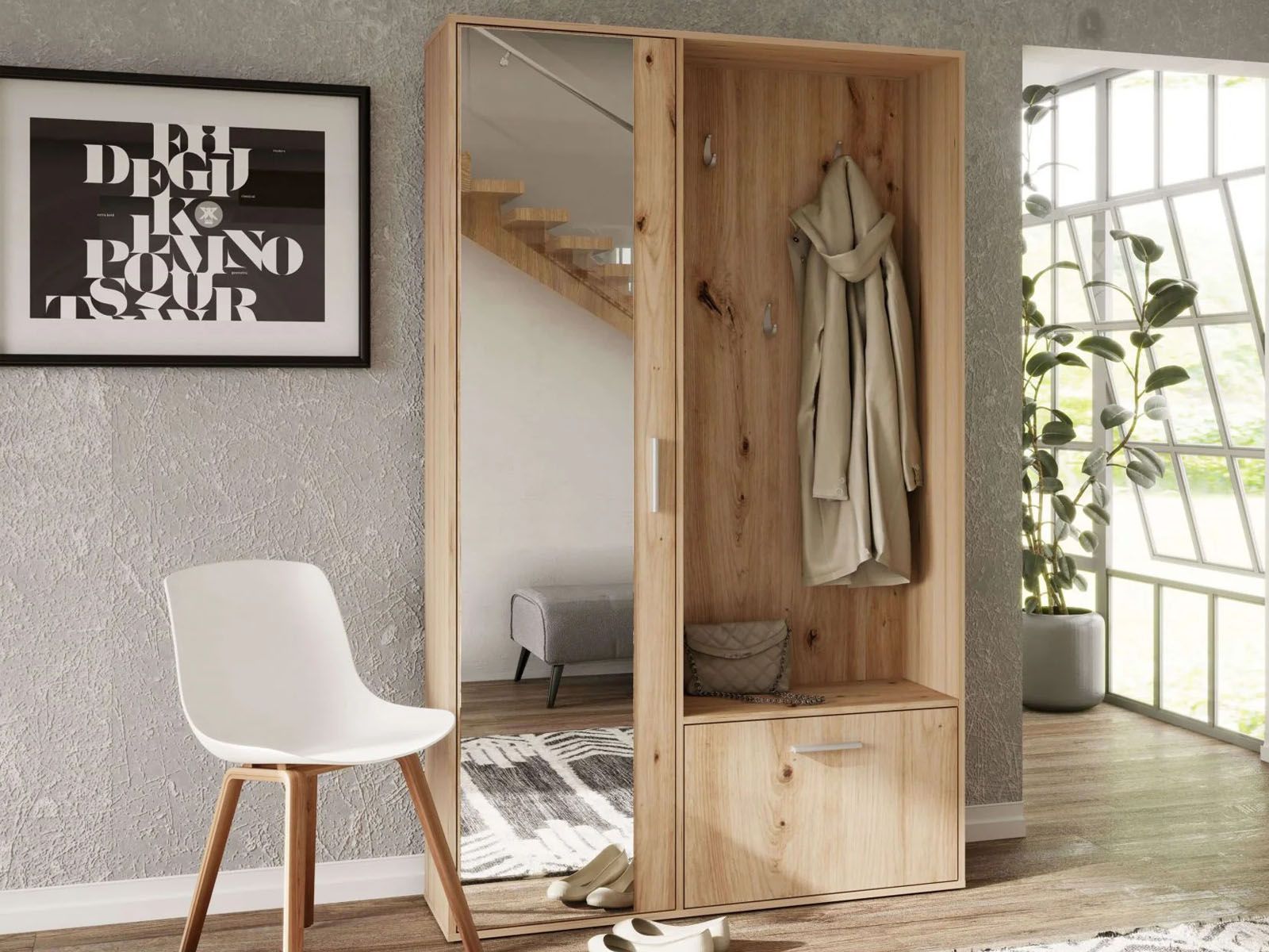 Vestiaire BISCOTE 2 portes chêne artisan