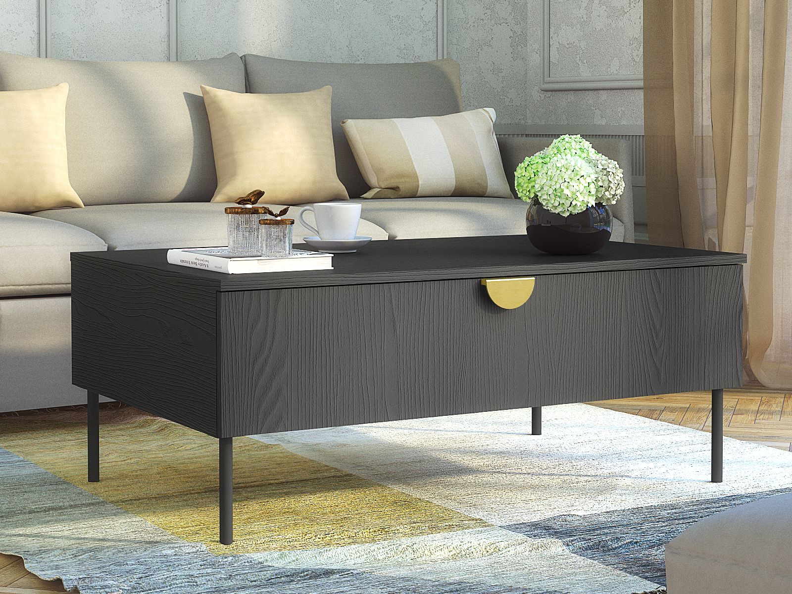 Table basse MONDIE 1 porte battante graphite