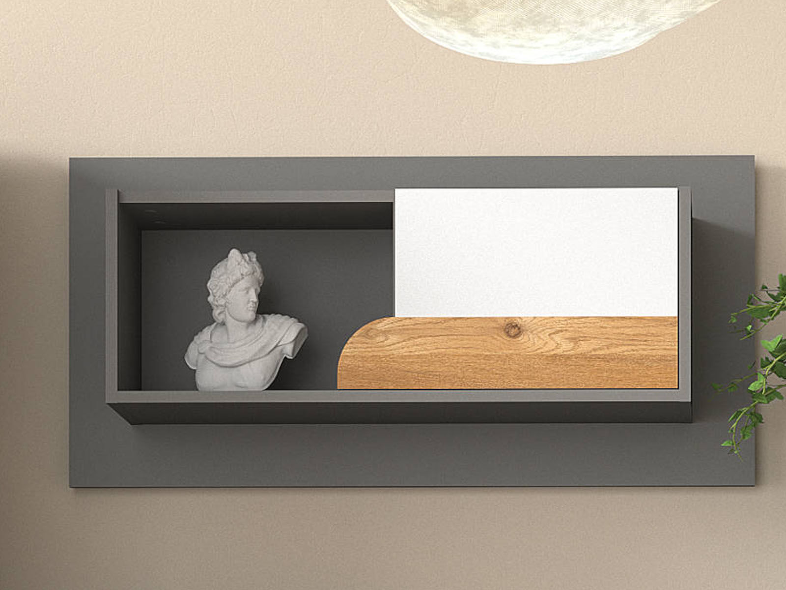 Armoire murale CARINO 100 cm graphite/blanc