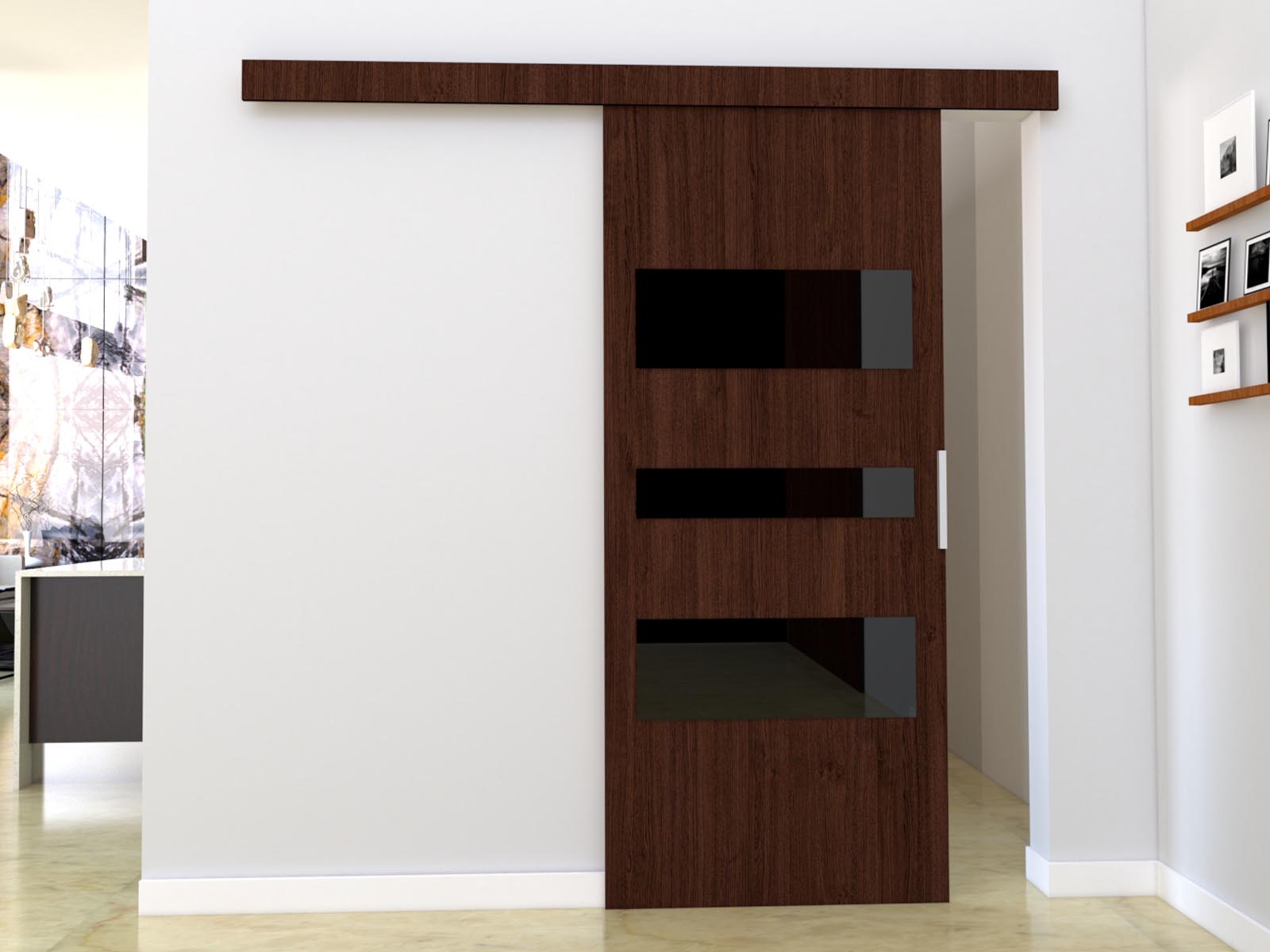 Porte coulissante CORWEL 76 cm wengué