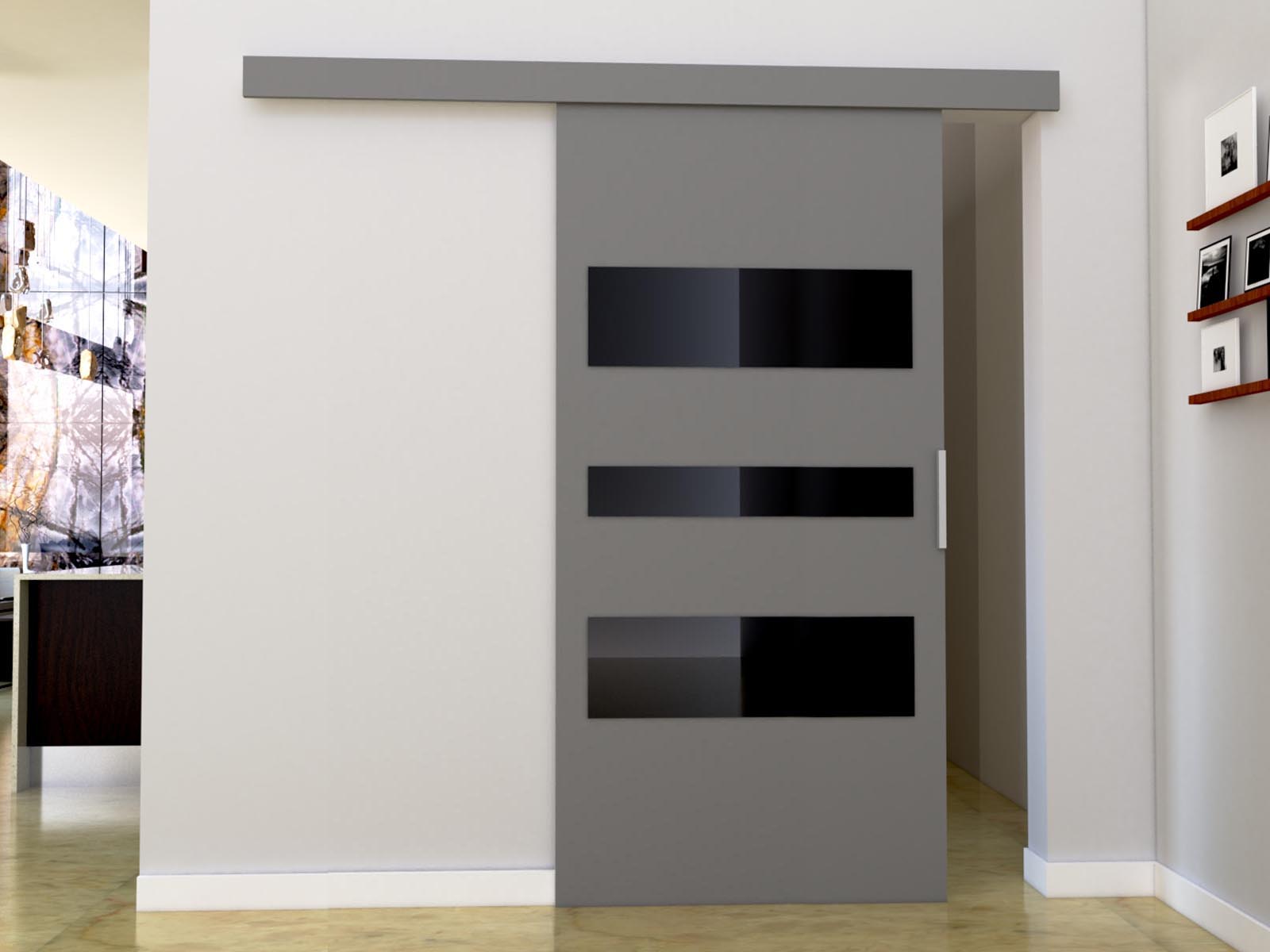 Porte coulissante CORWEL 86 cm gris