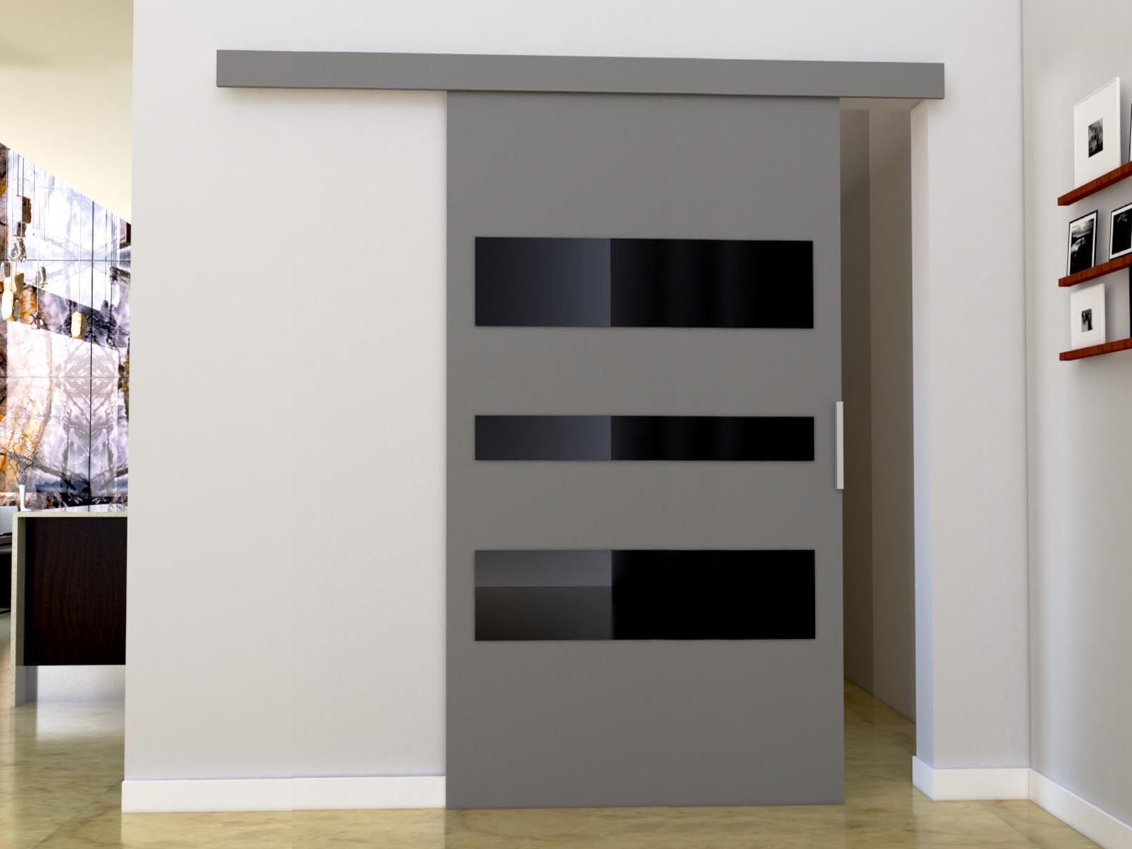 Porte coulissante CORWEL 96 cm gris