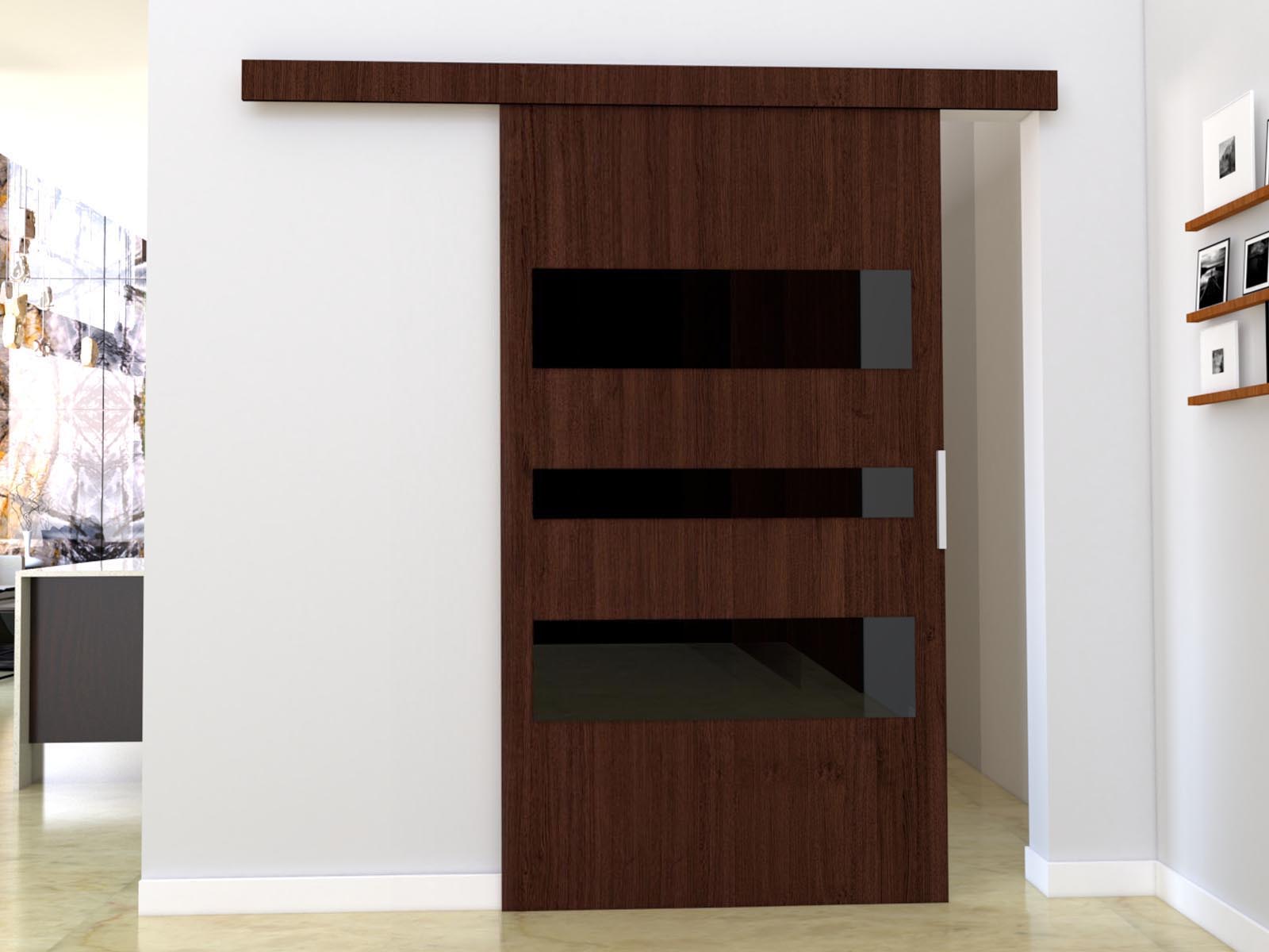 Porte coulissante CORWEL 96 cm wengué