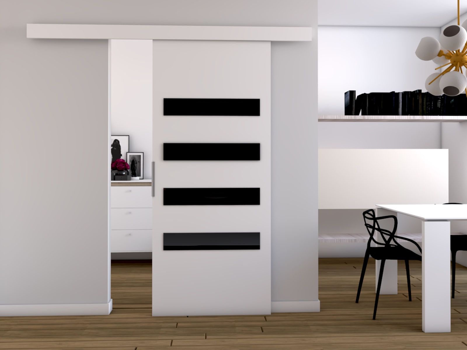 Porte coulissante CLAUDINE 76 cm blanc