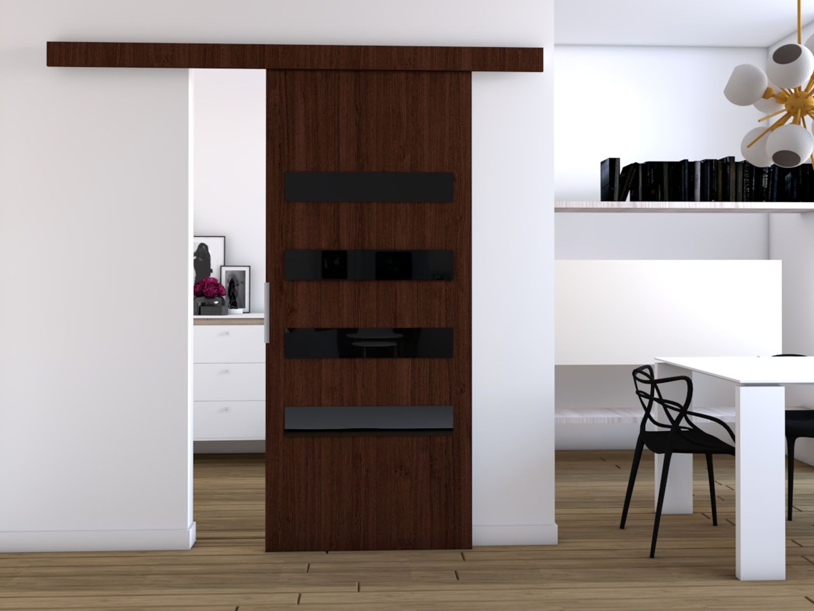 Porte coulissante CLAUDINE 76 cm wengué