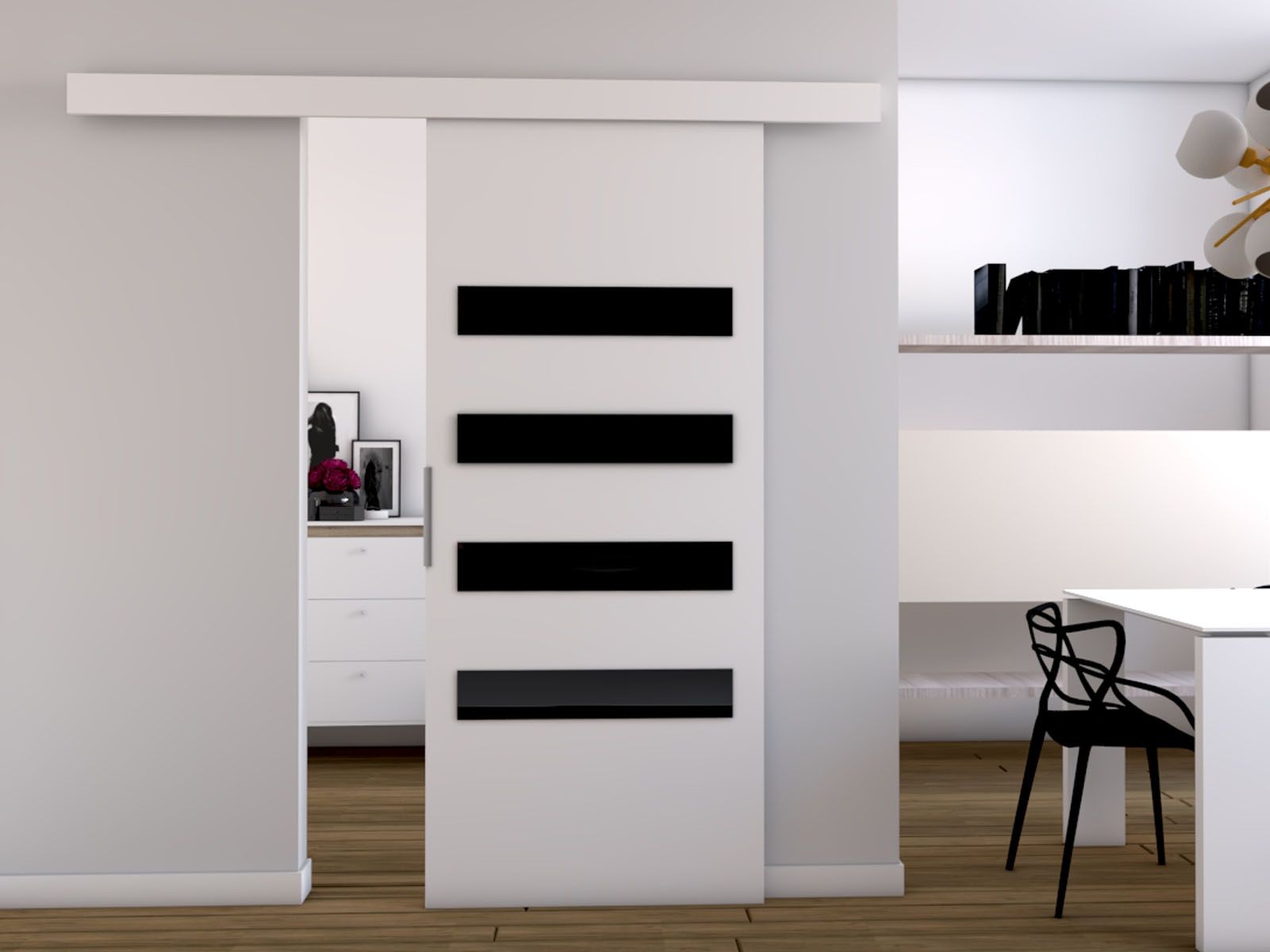 Porte coulissante CLAUDINE 86 cm blanc