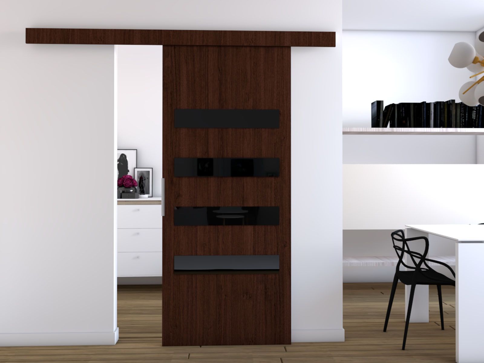 Porte coulissante CLAUDINE 86 cm wengué