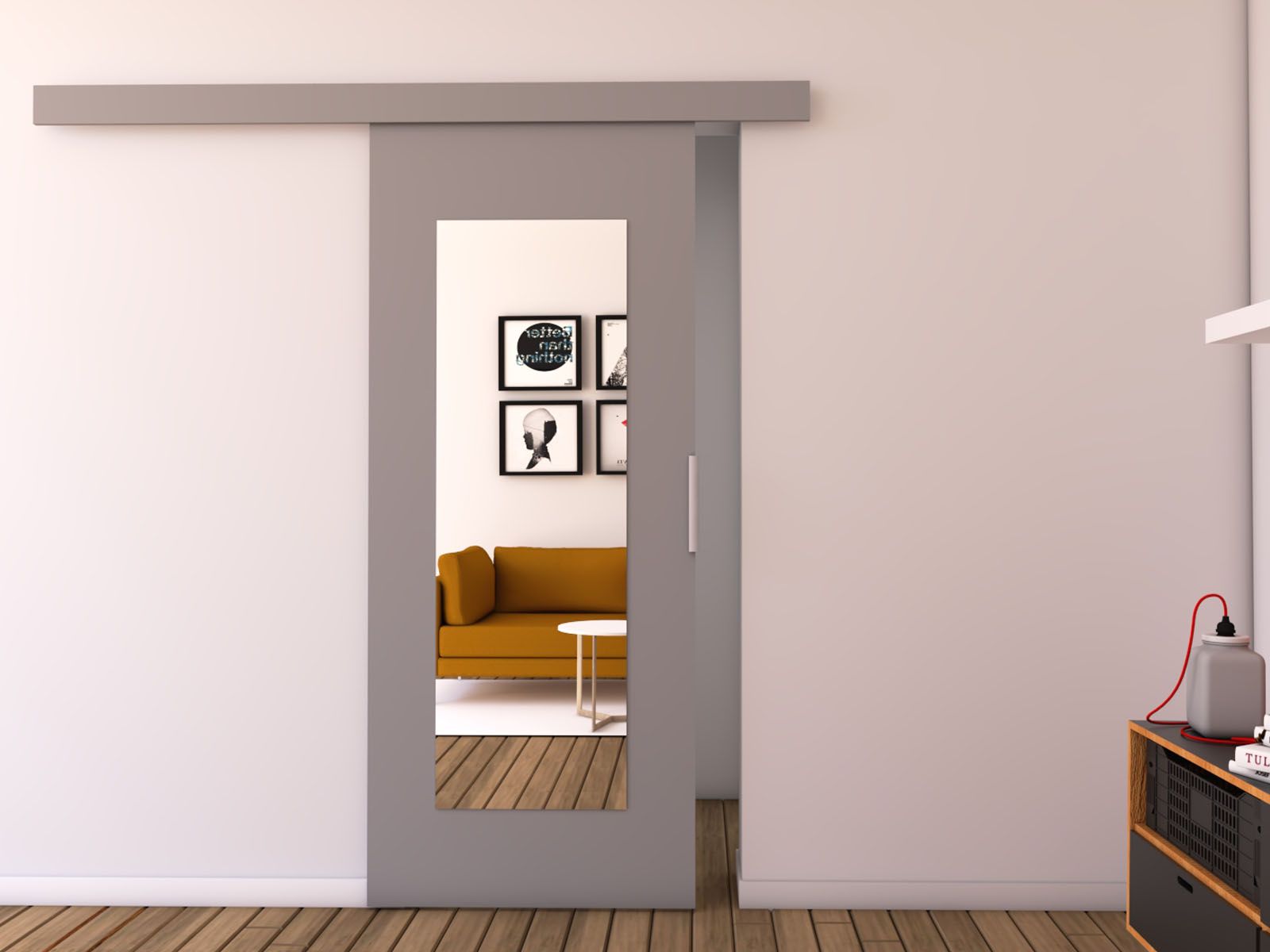 Porte coulissante CLAUDETTE 106 cm gris