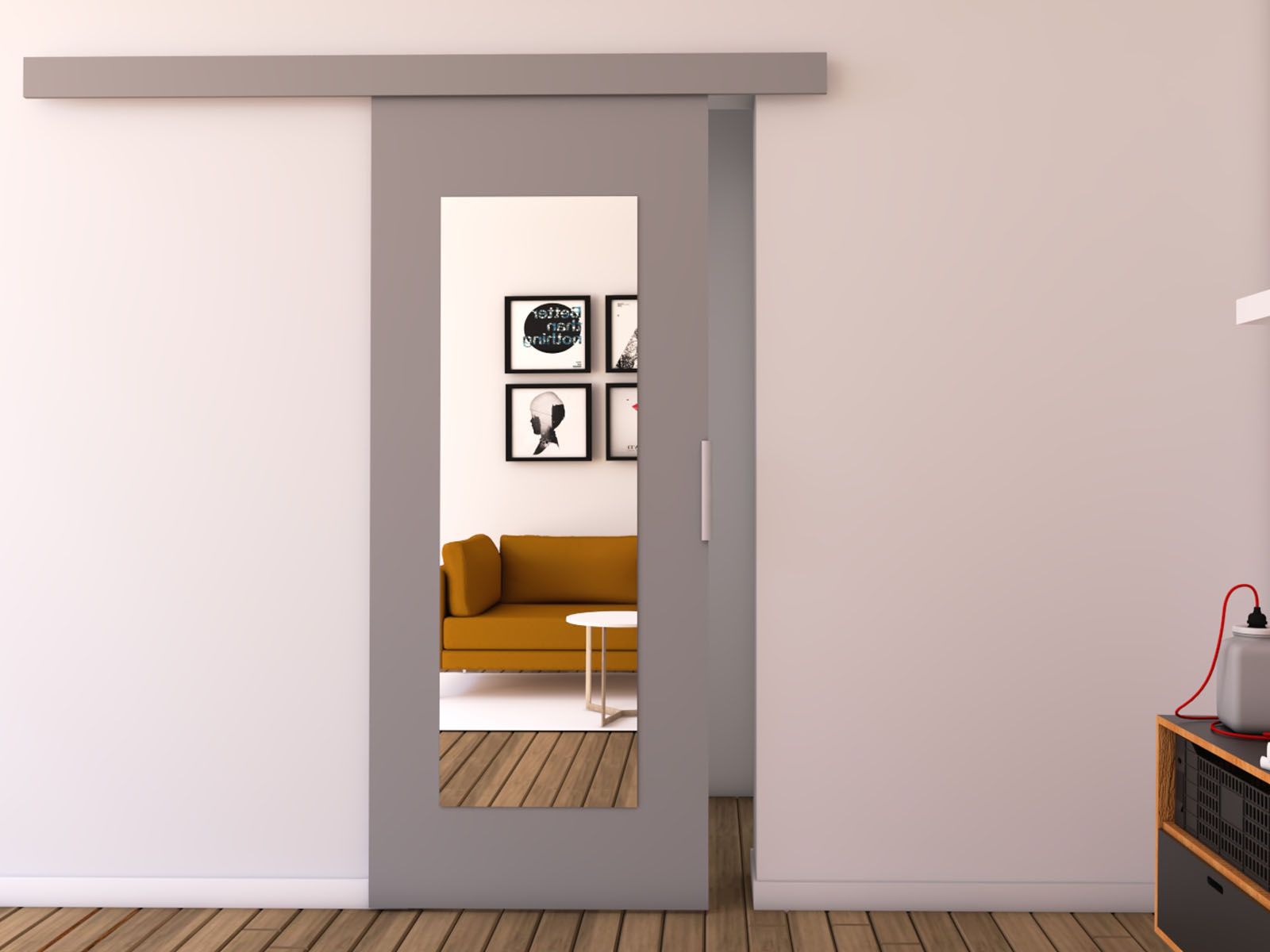 Porte coulissante CLAUDETTE 86 cm gris