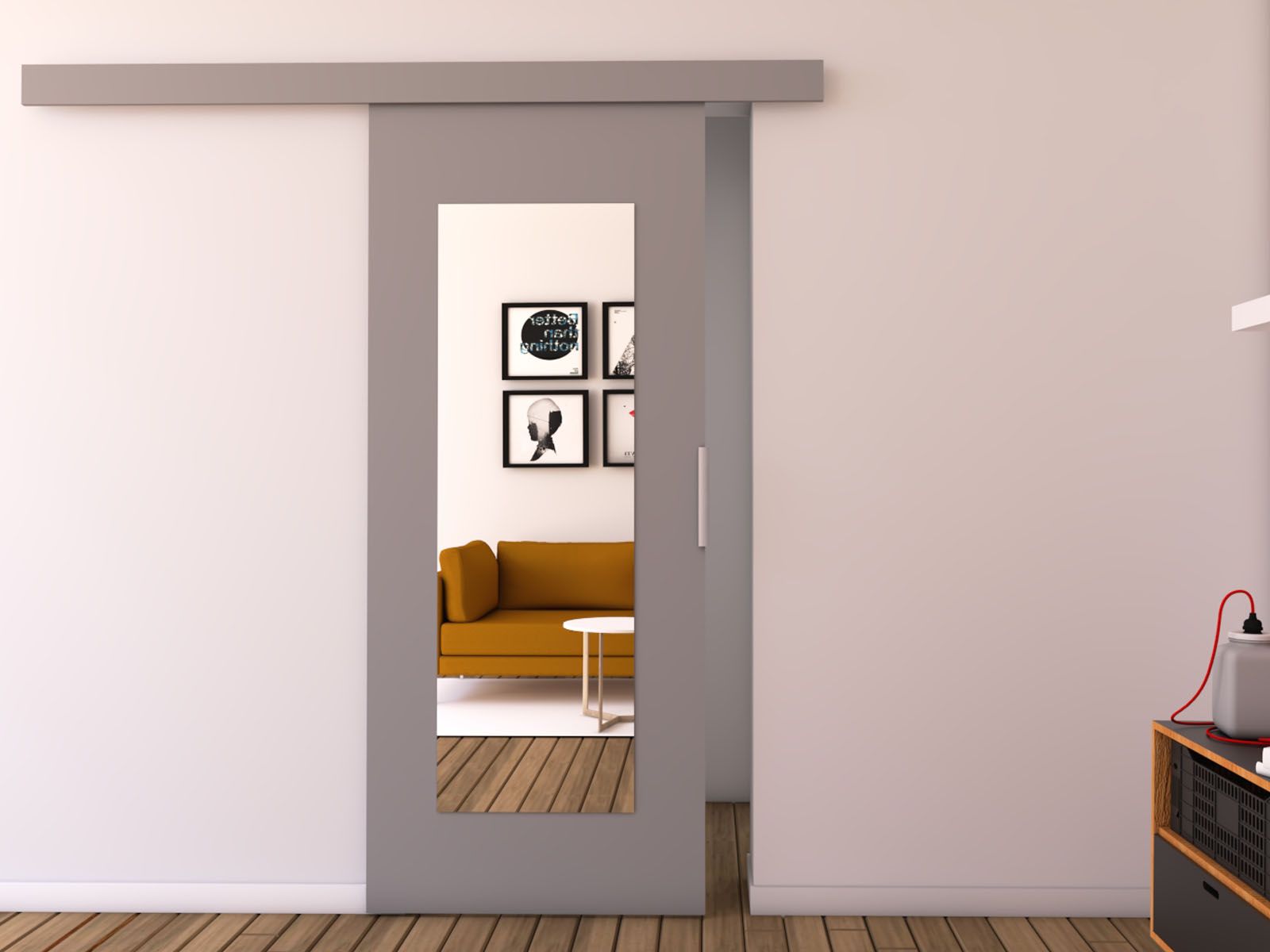 Porte coulissante CLAUDETTE 96 cm gris