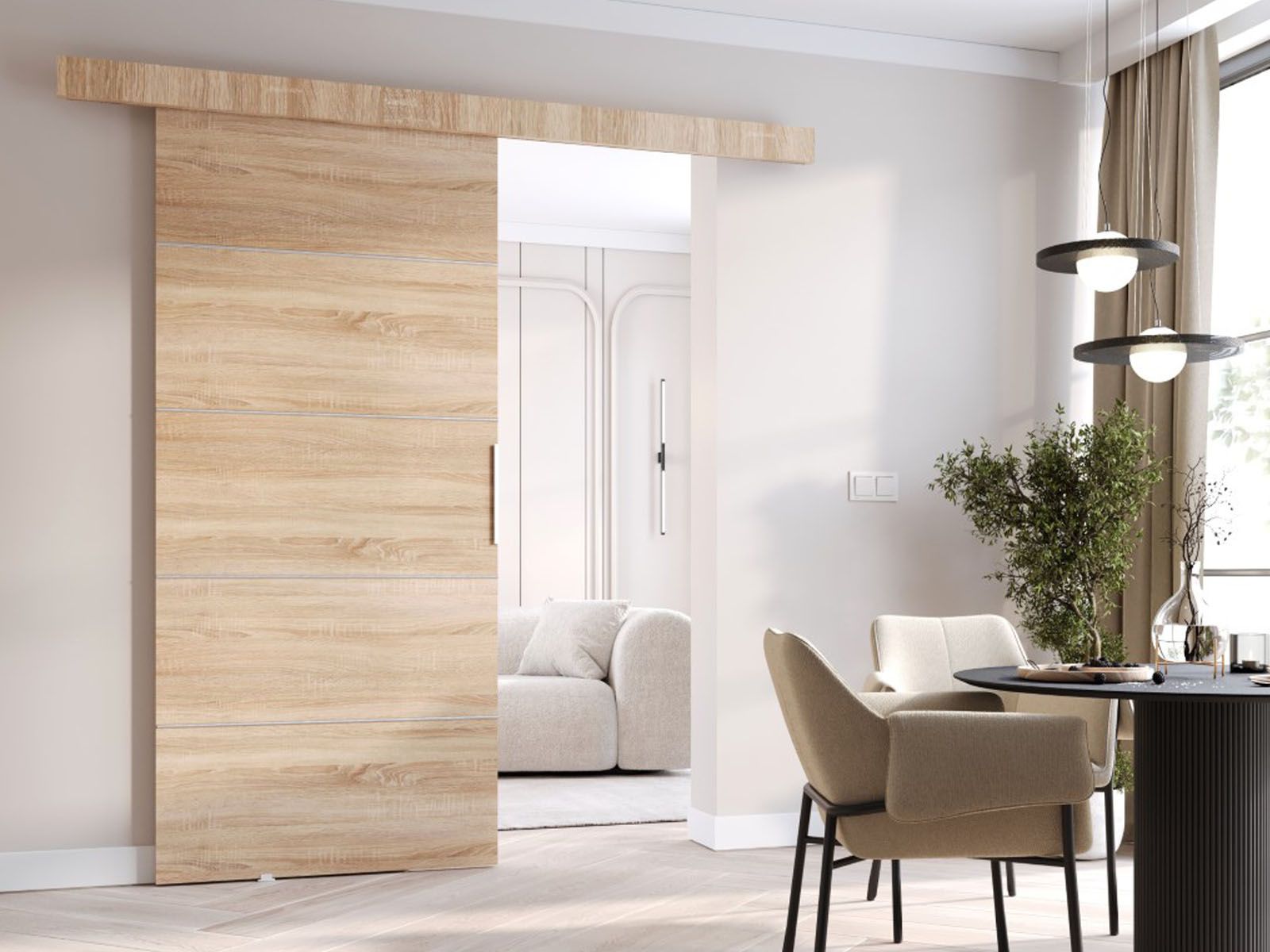 Porte coulissante CLOVIS 76 cm sonoma