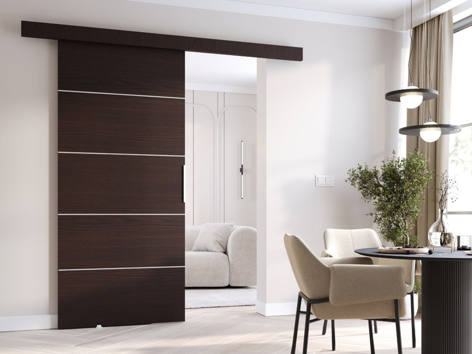 Porte coulissante CLOVIS 96 cm wengué