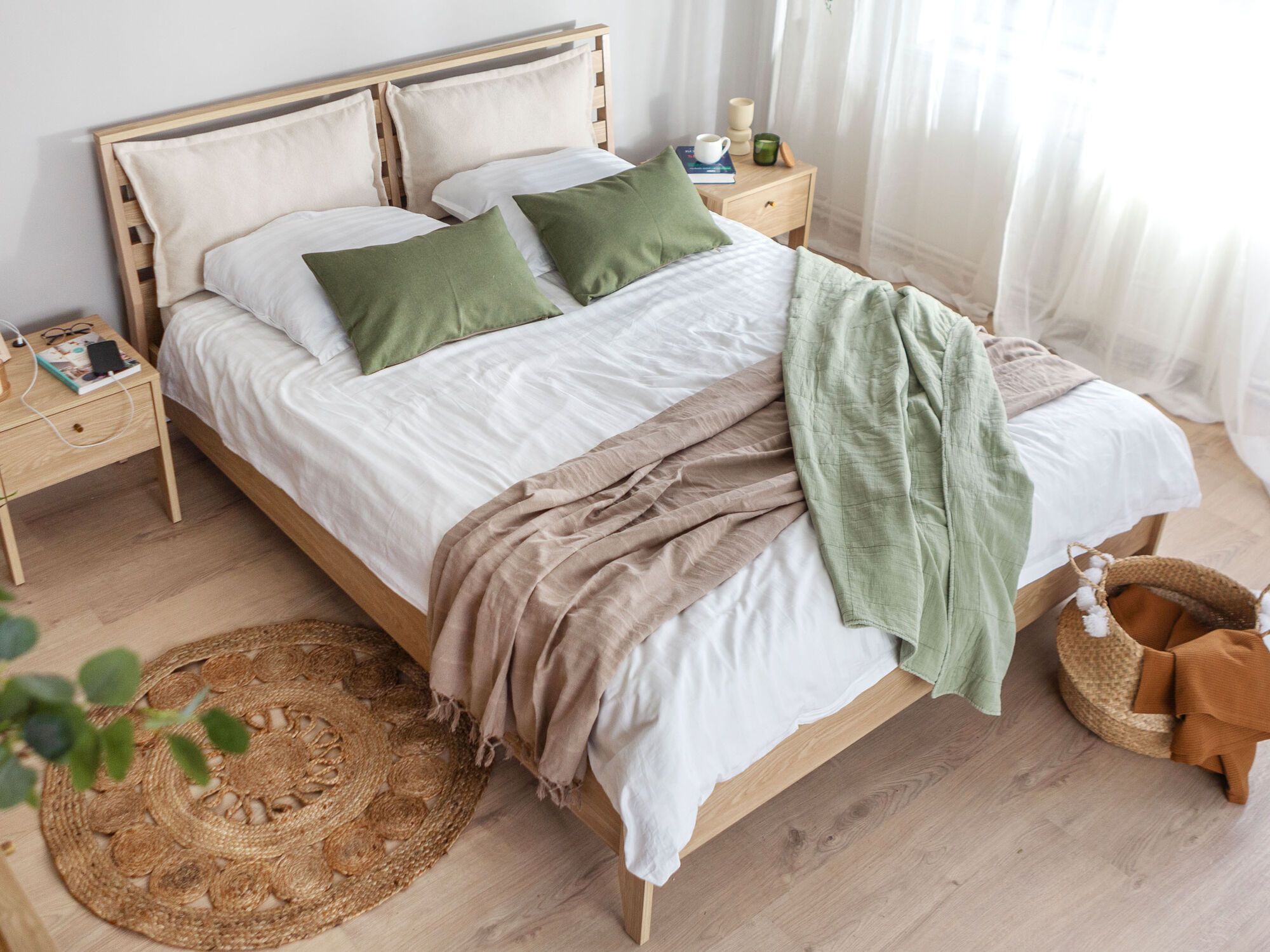 Lit coffre COSUELO 160x200 cm chêne huilé