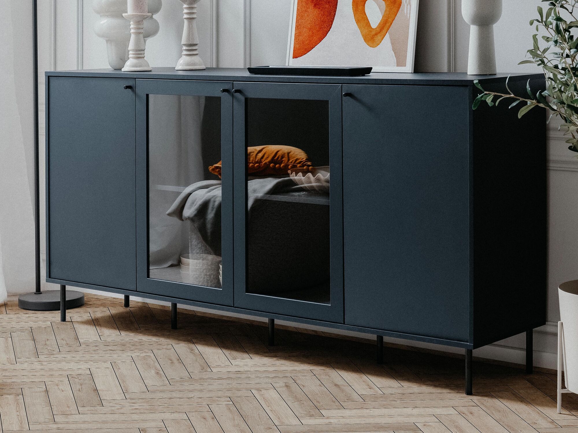 Commode CARACAL 4 portes bleu navy