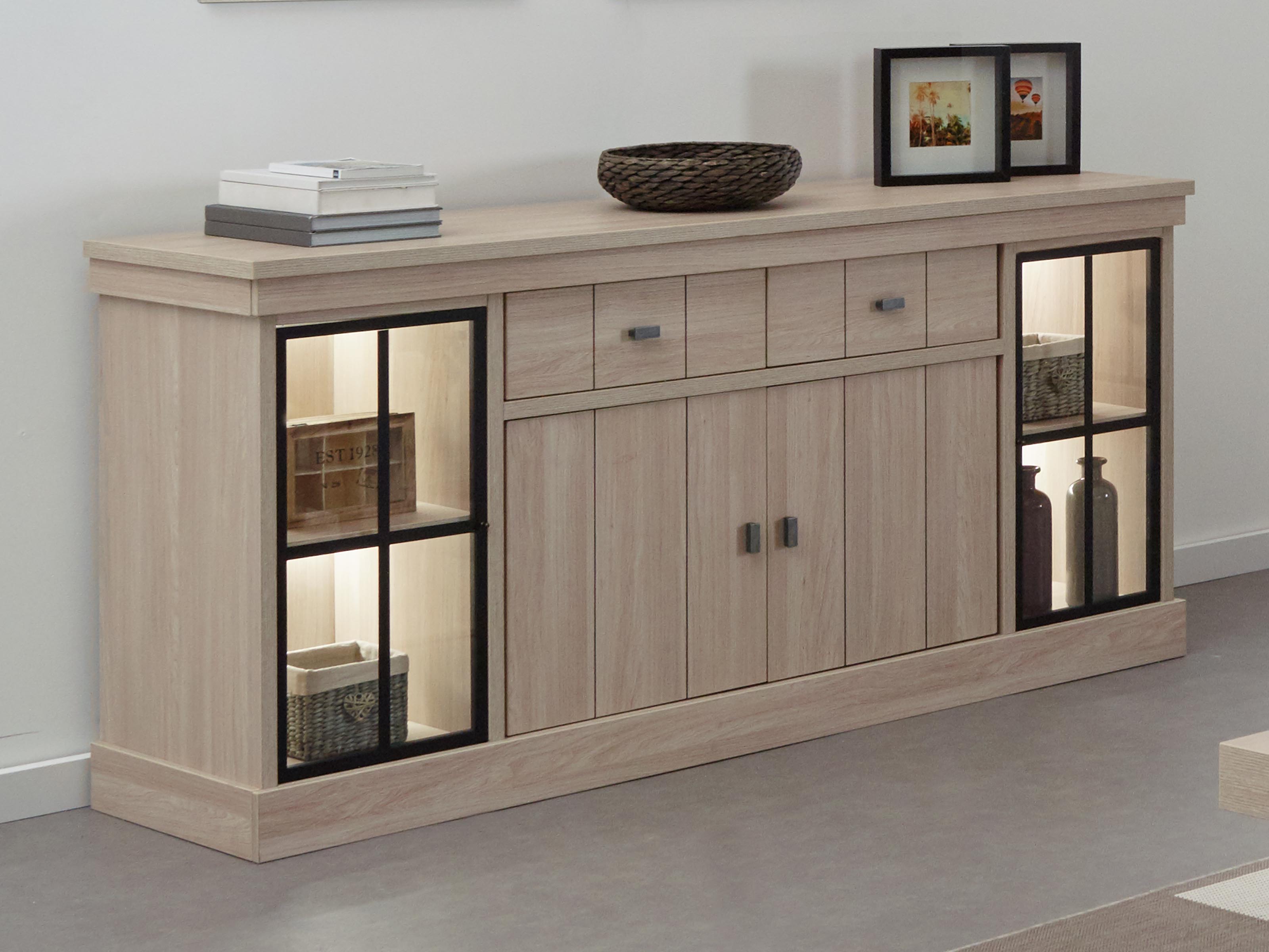 Buffet/bahut ORANO 4 portes 2 tiroirs orme