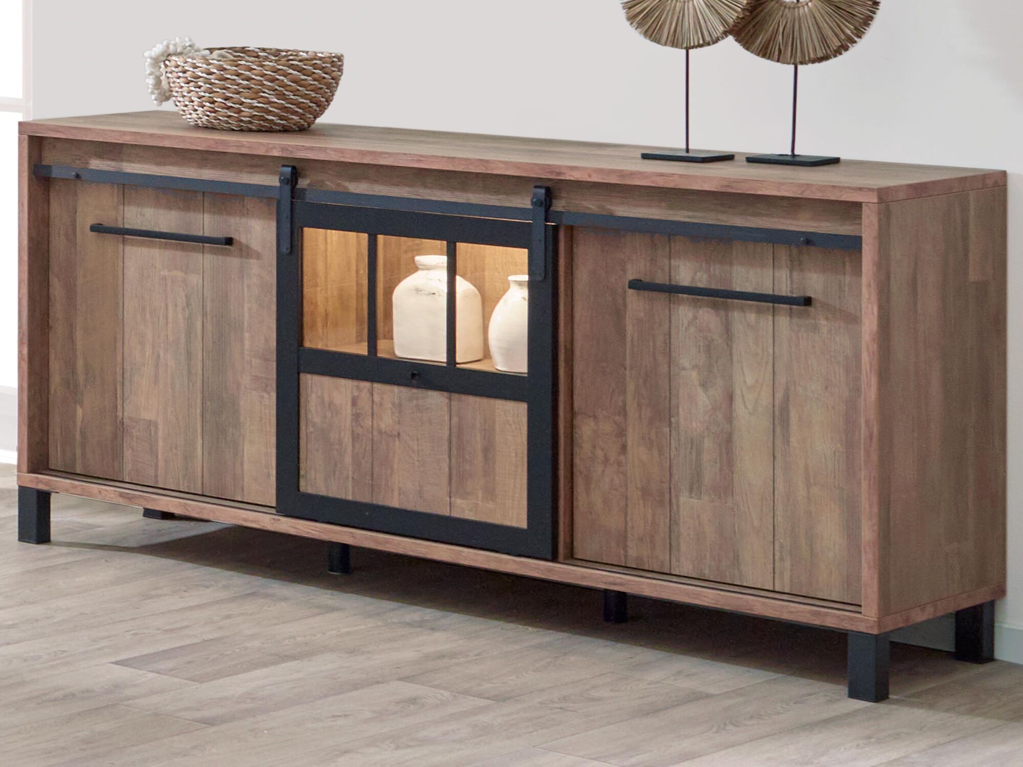 Buffet/bahut ALCANTARA 3 portes 179 cm old teck