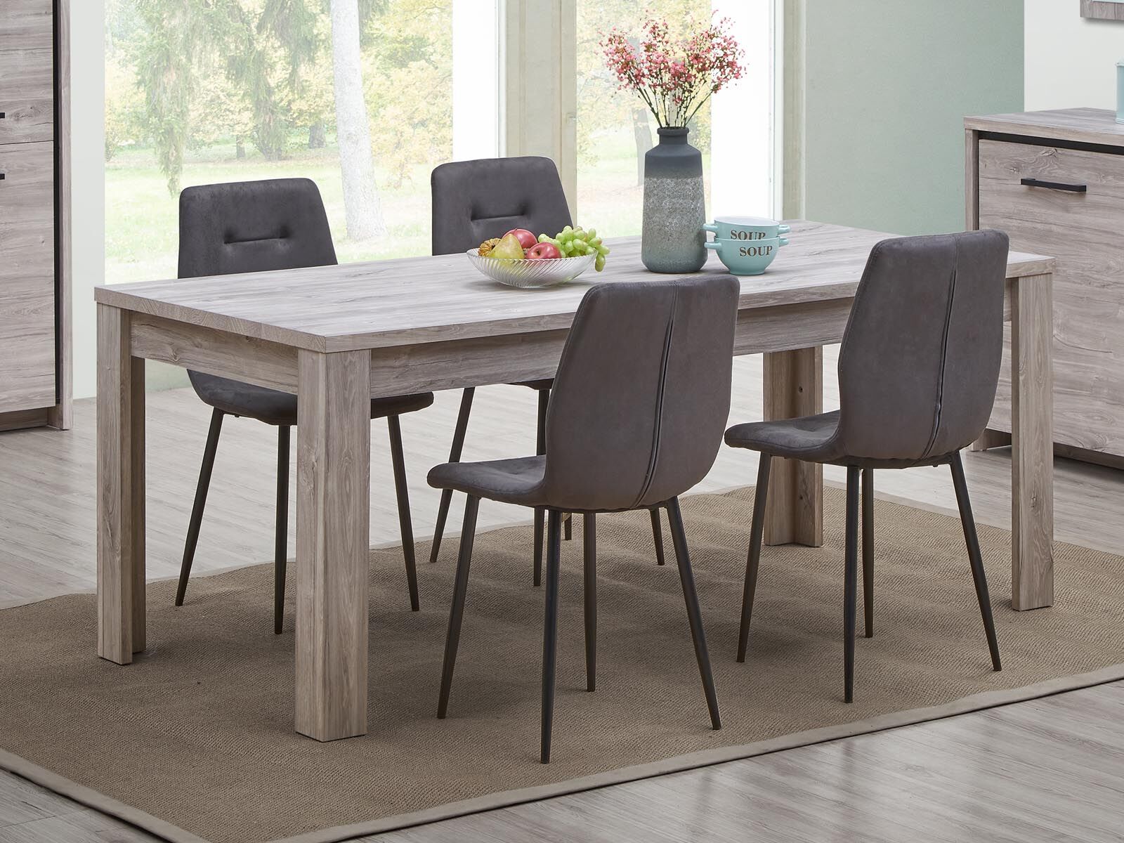 Table repas ELINA 190 cm chêne gris