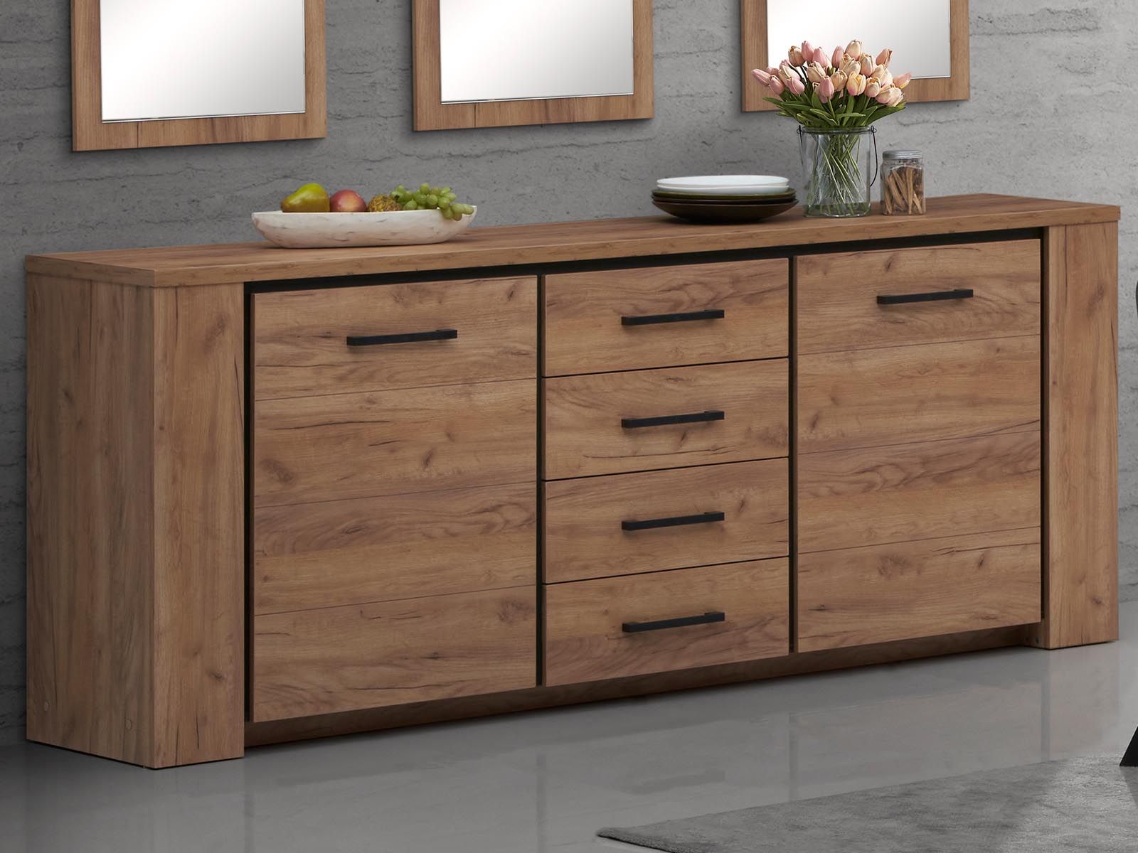 Buffet/bahut ELLIOT 2 portes 4 tiroirs chêne français d'automne