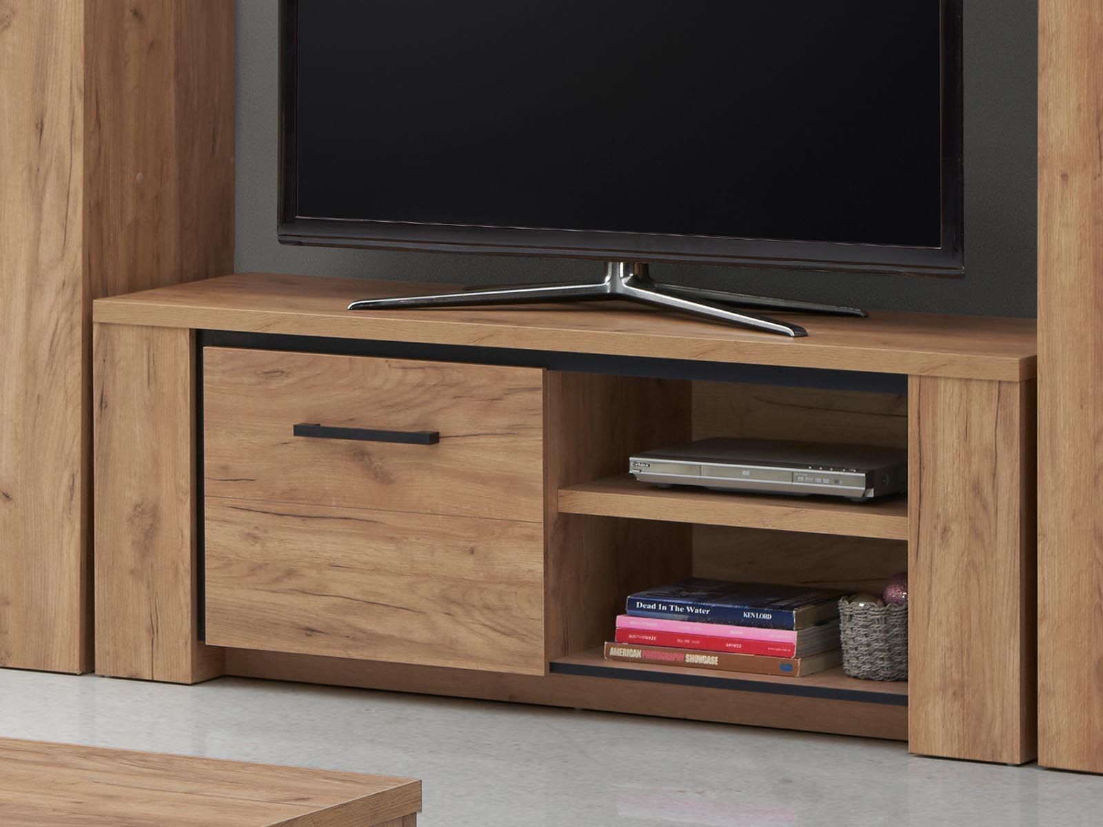 Meuble tv-hifi ELLIOT 1 porte chêne français d'automne